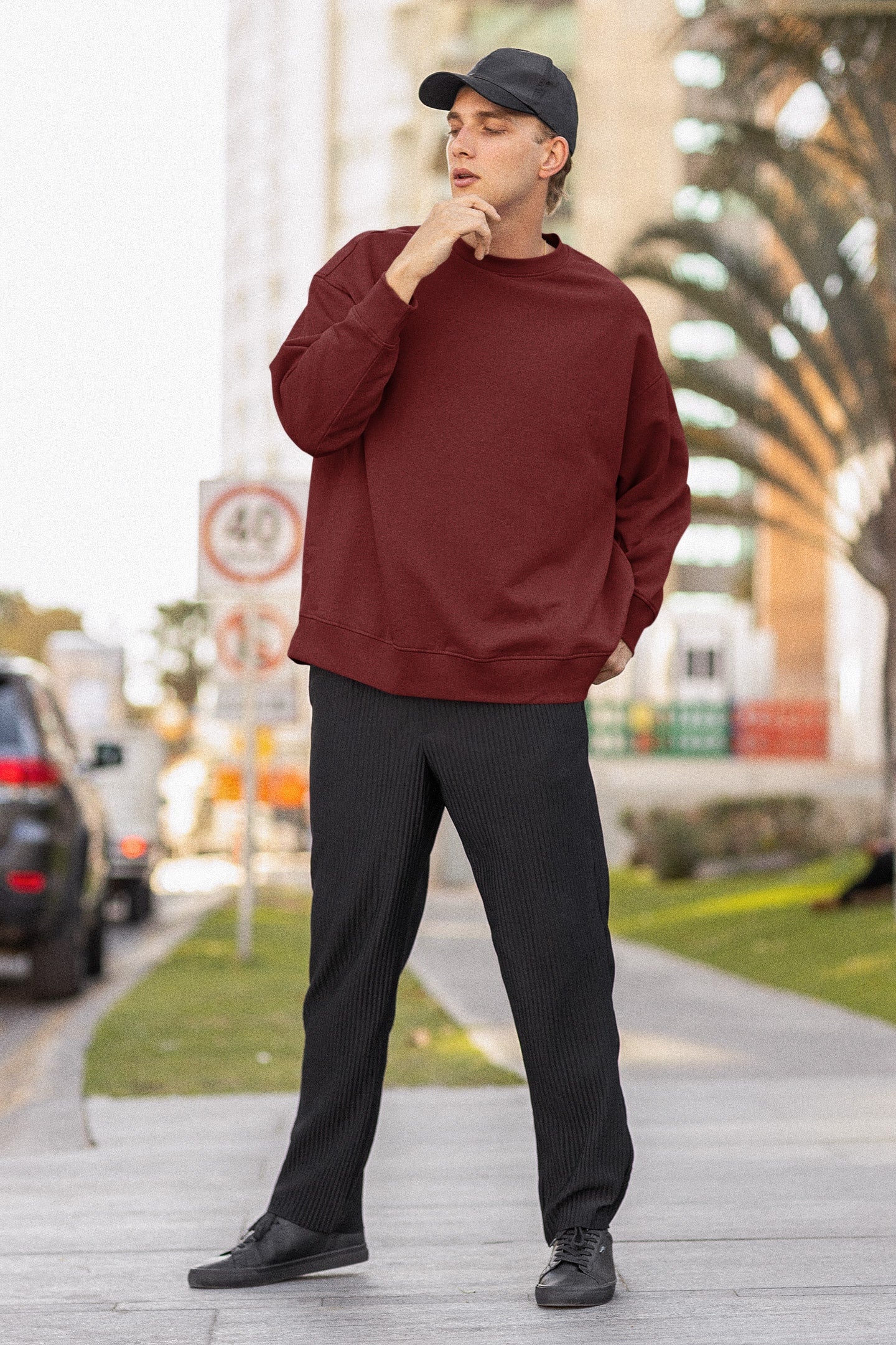 Classic Men's Maroon Sweatshirt | The OddBall Wagon image 4
