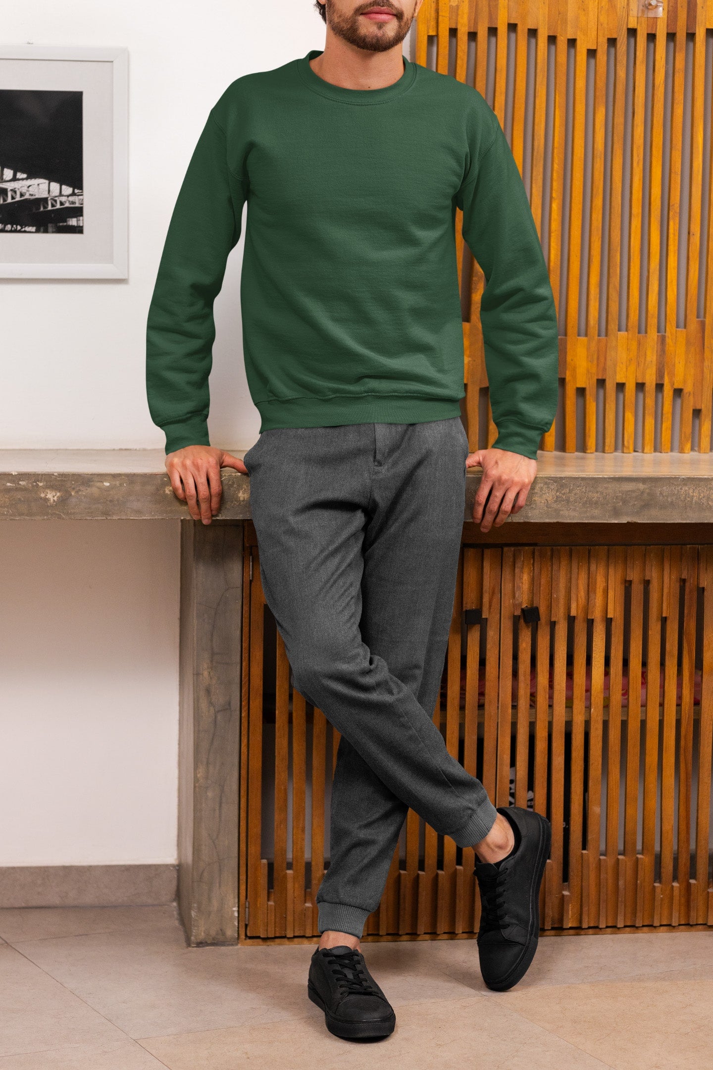 Classic Men's Olive Green Sweatshirt | The OddBall Wagon image 3
