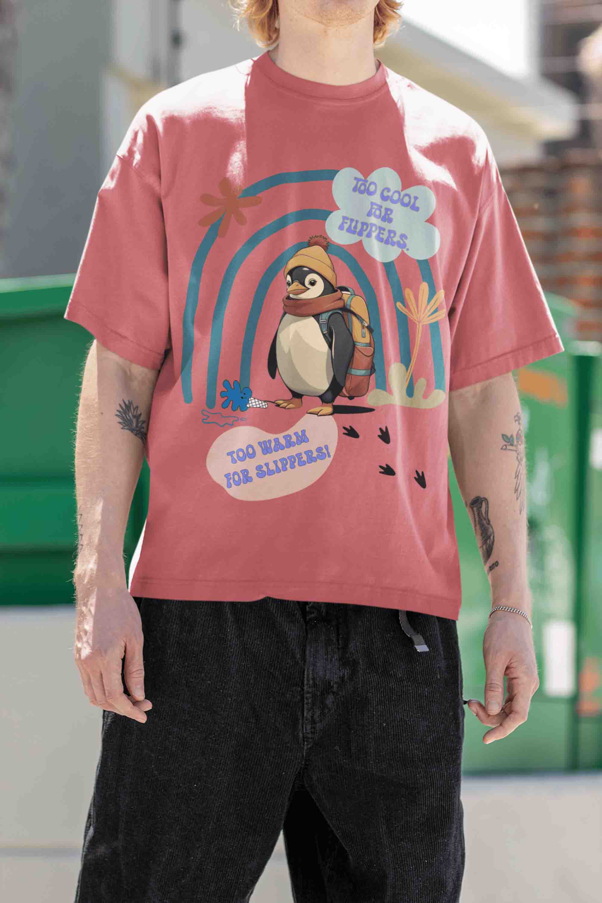 Cool Penguin Oversized T-Shirt | The OddBall Wagon