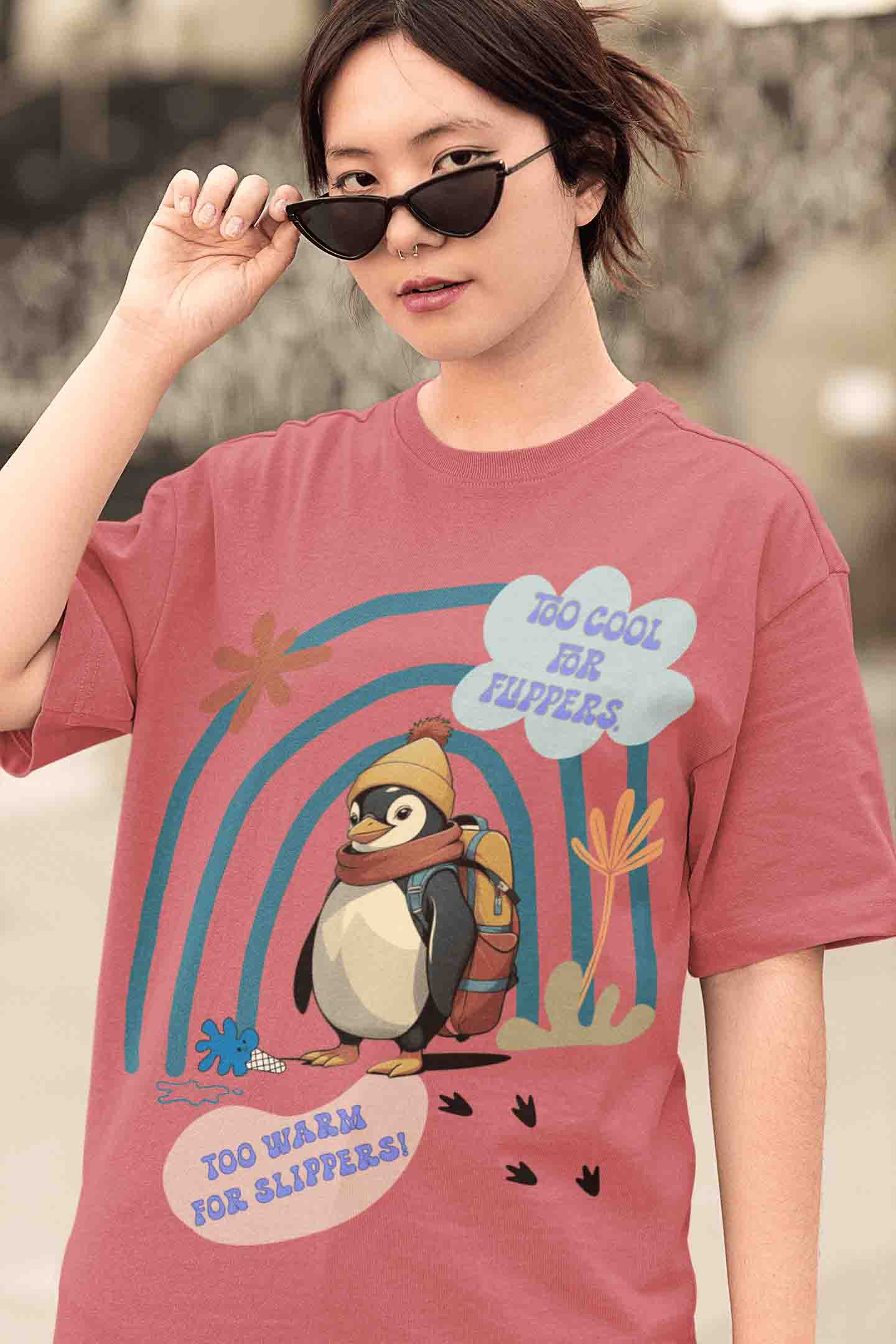 Cool Penguin Oversized T-Shirt | The OddBall Wagon image 2