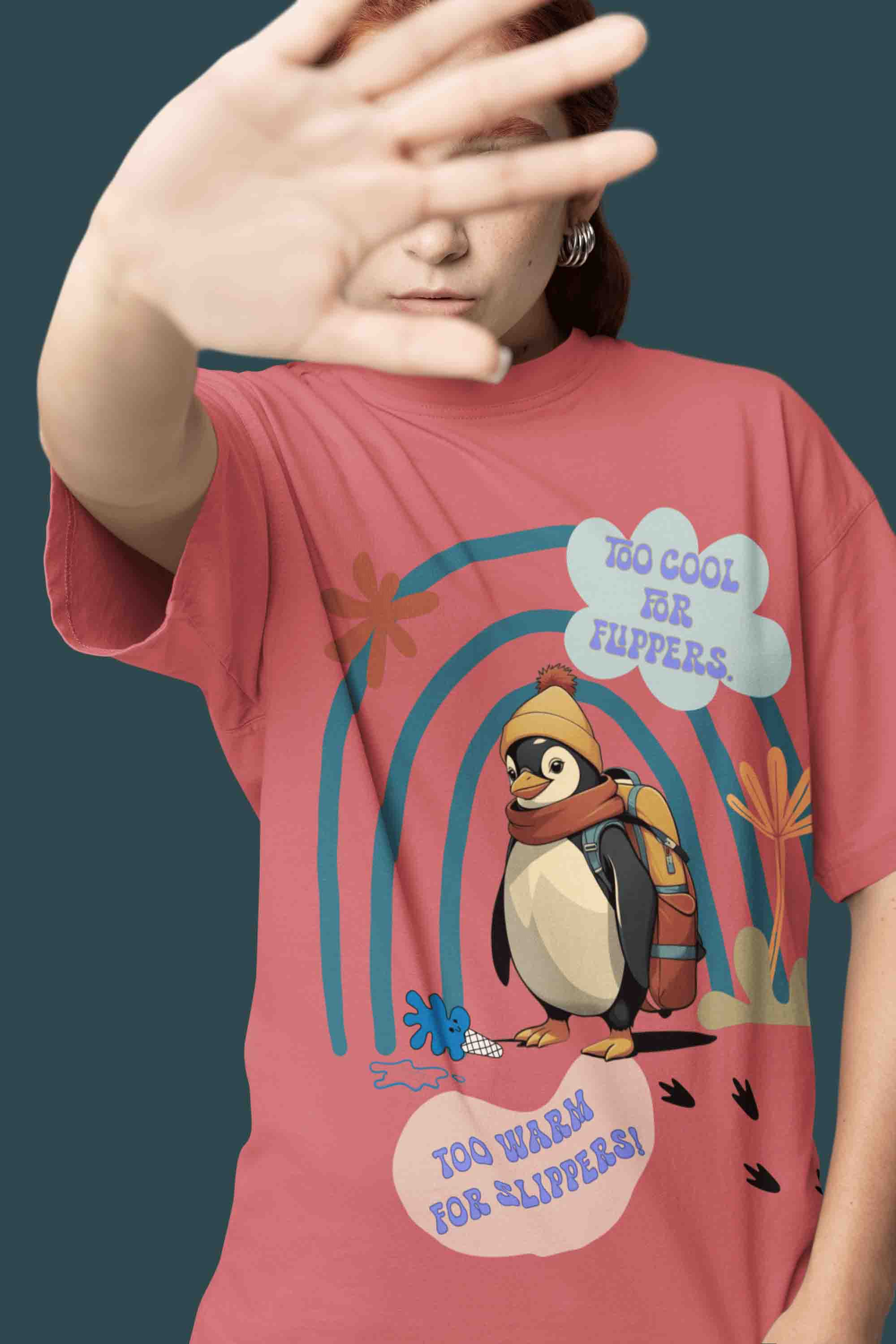 Cool Penguin Oversized T-Shirt | The OddBall Wagon image 3
