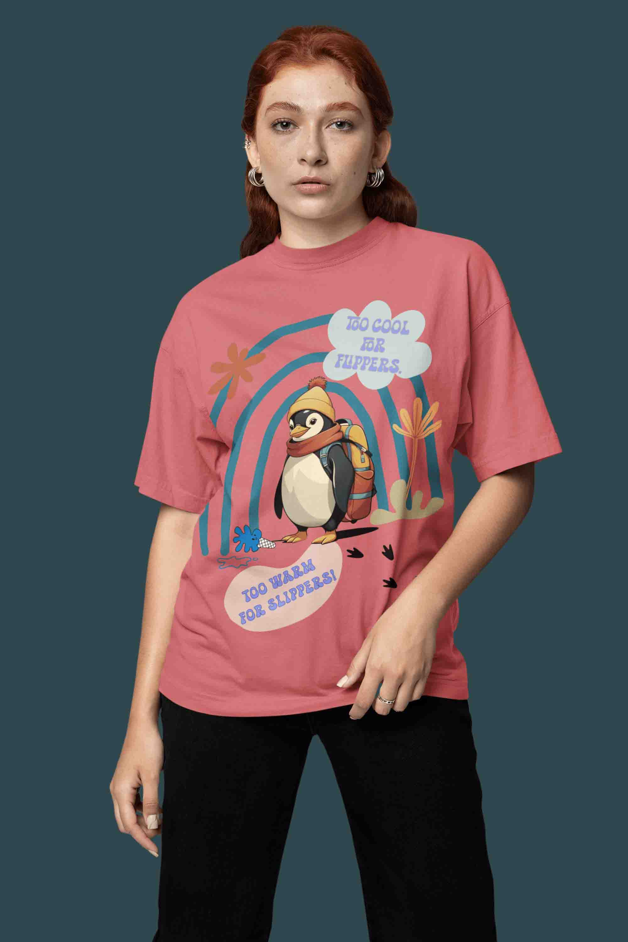 Cool Penguin Oversized T-Shirt | The OddBall Wagon image 5