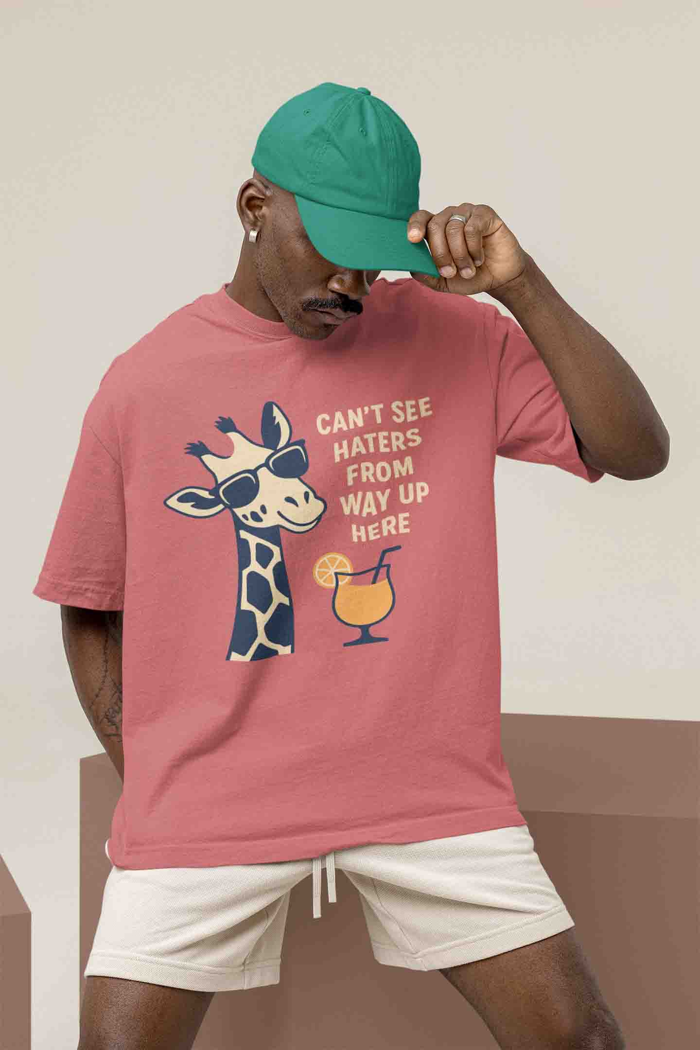 Dusty Rose Odd Giraffe Attitude- Men Oversized Tee