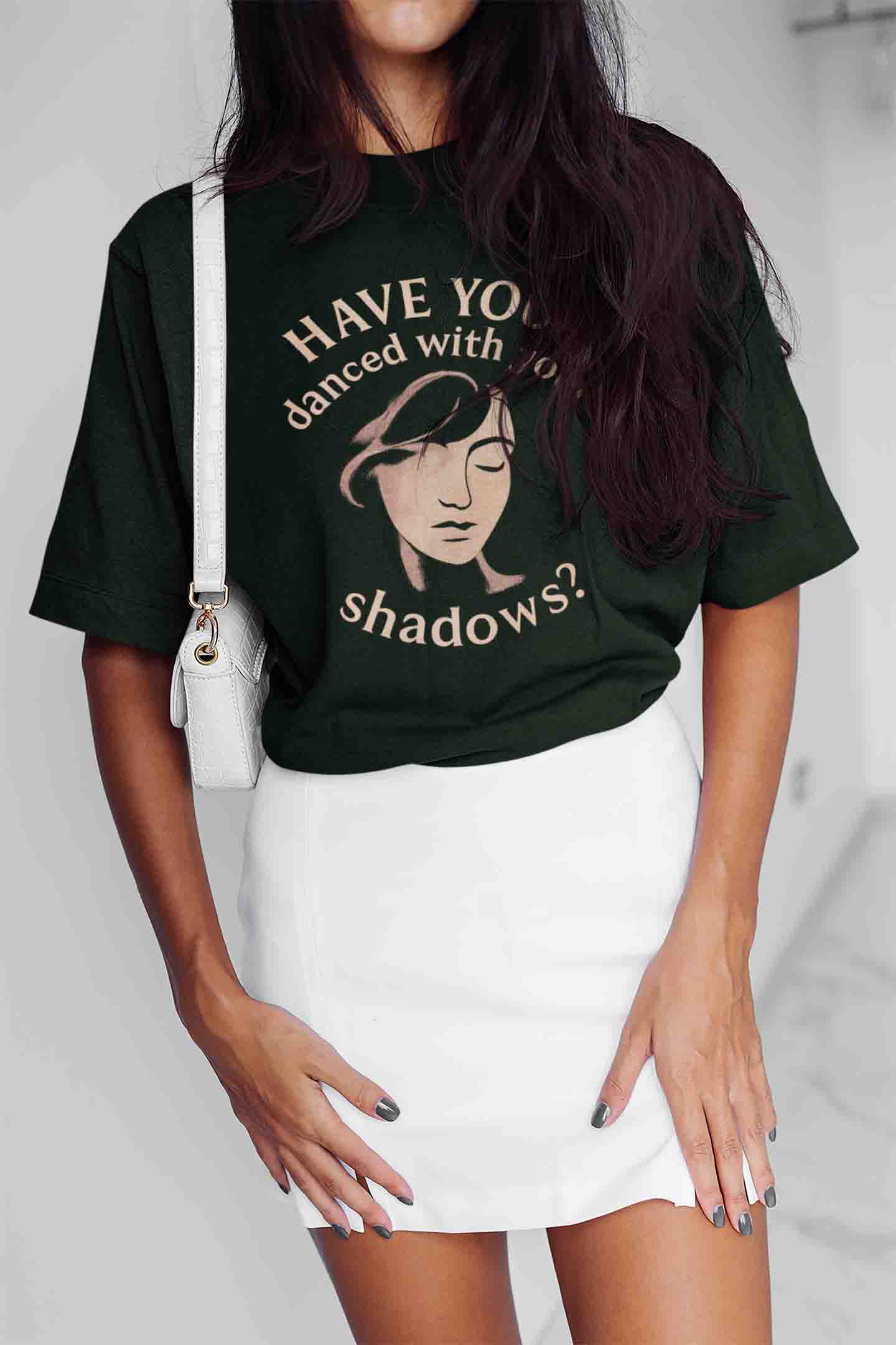 Have You Danced With Your Shadows? Women Oversized Tee (Bottle Green) image 2