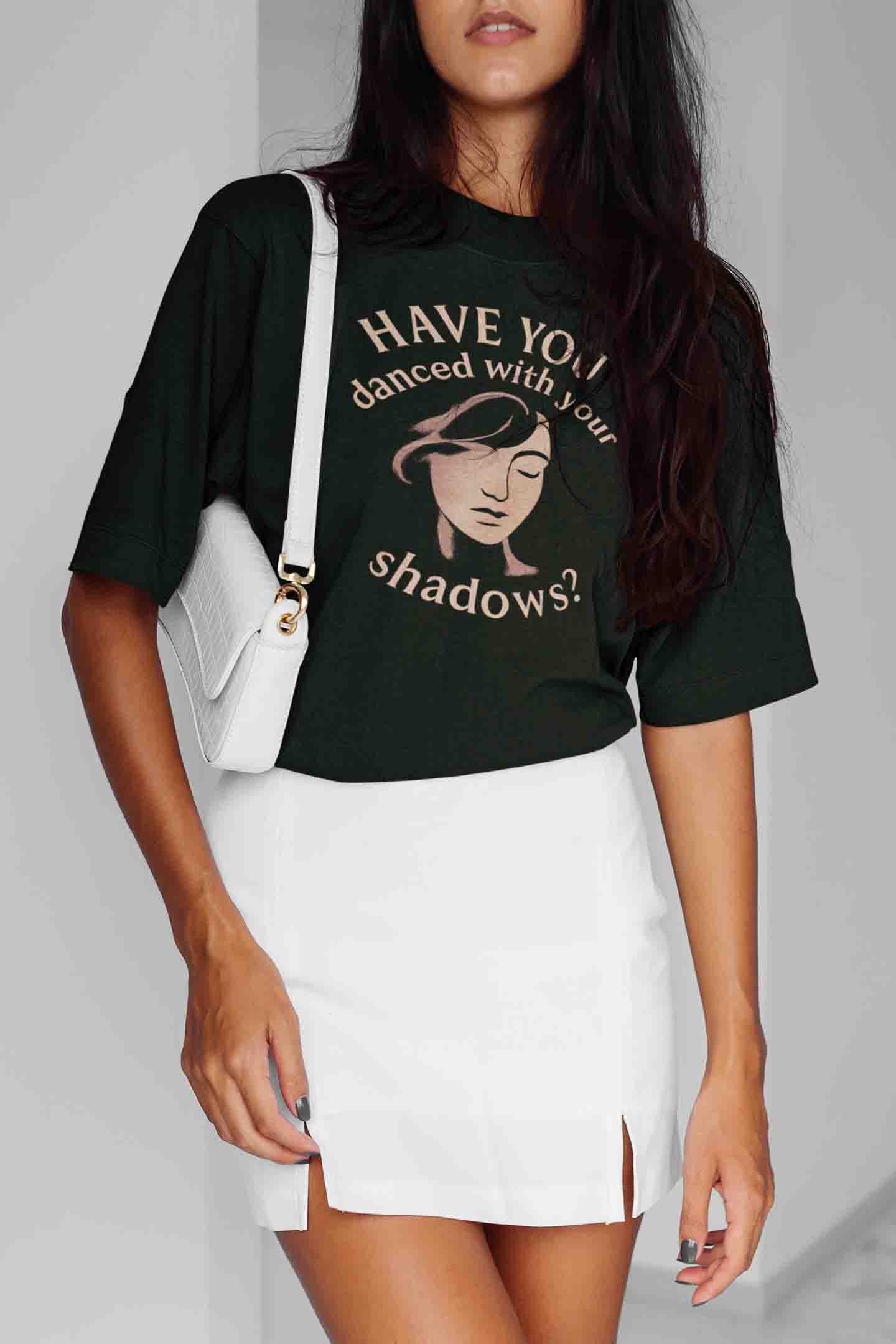 Have You Danced With Your Shadows? Women Oversized Tee (Bottle Green) image 3
