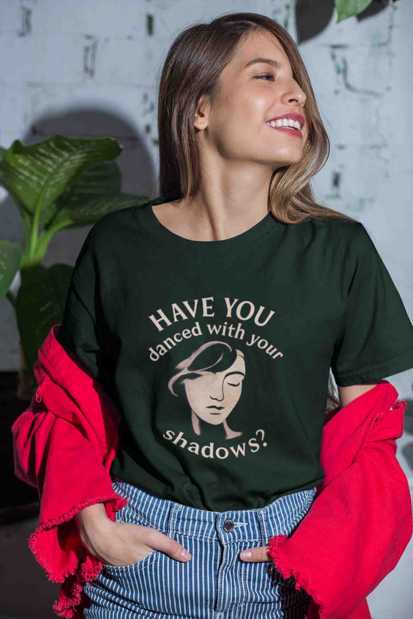 Have You Danced With Your Shadows? Women Oversized Tee (Bottle Green) image 4