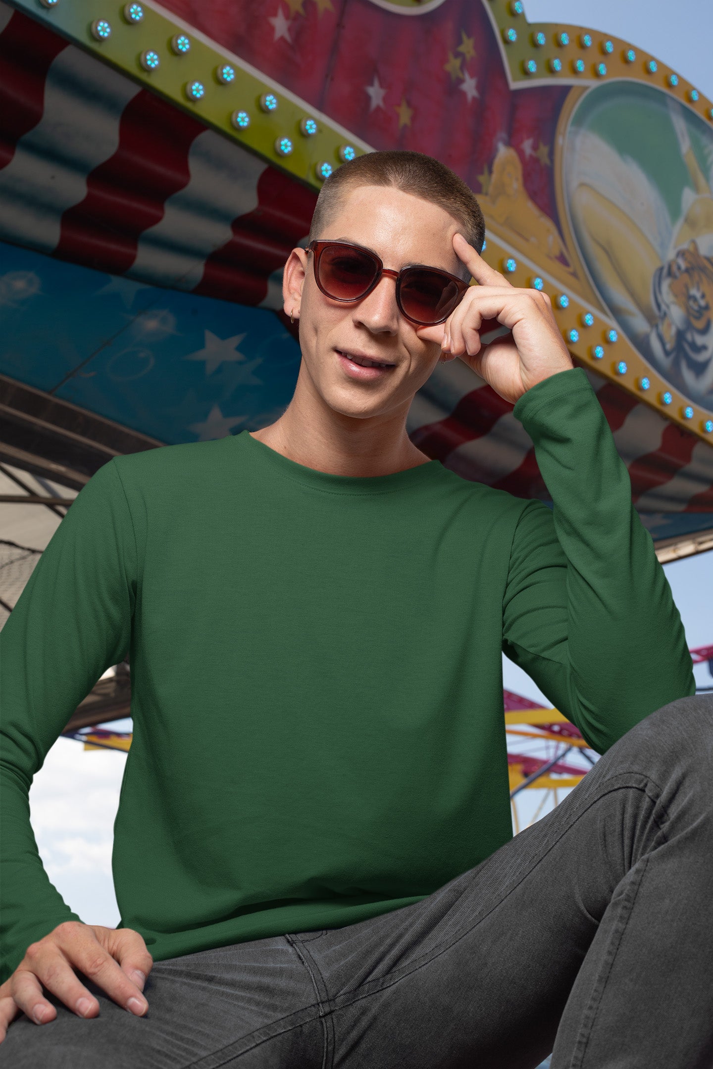 Men's Classic Olive Green Full Sleeves | The OddBall Wagon image 3