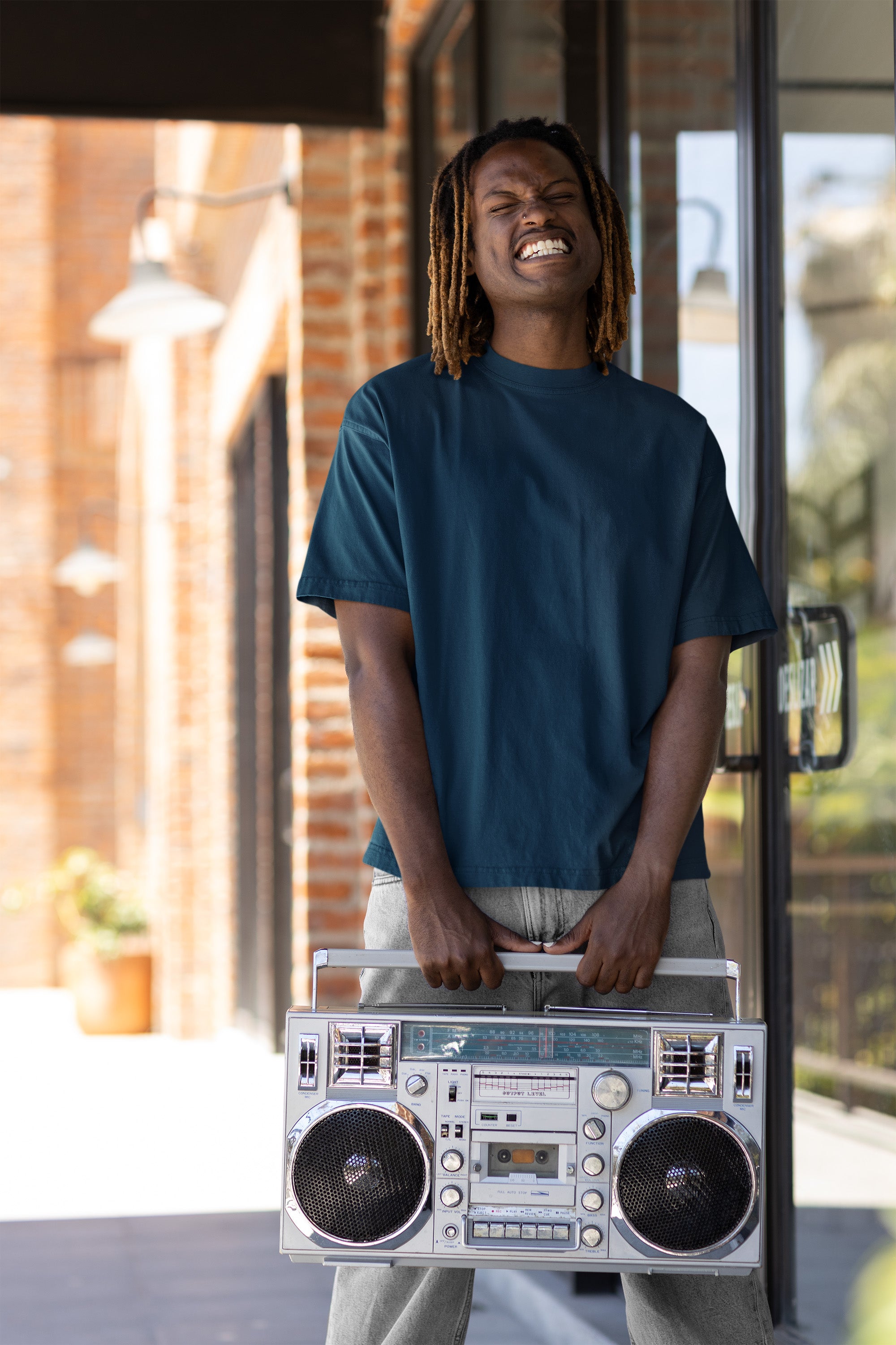 Men’s Oversized T-Shirt – Navy Blue image 2
