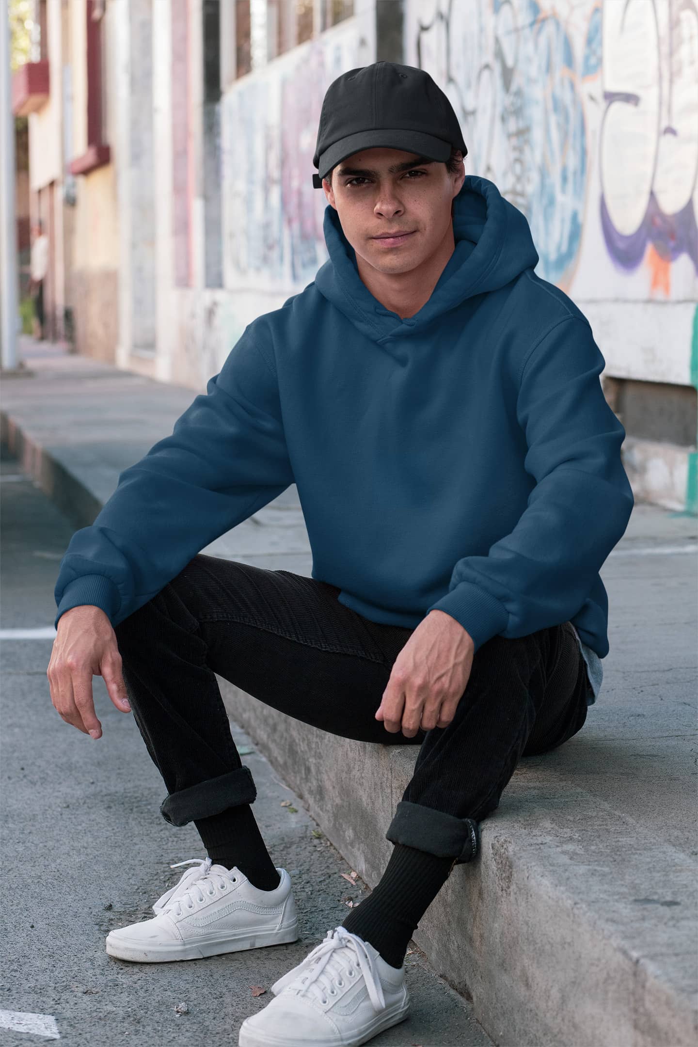 Men's Oversized Navy Blue Hoodie | The OddBall Wagon image 3