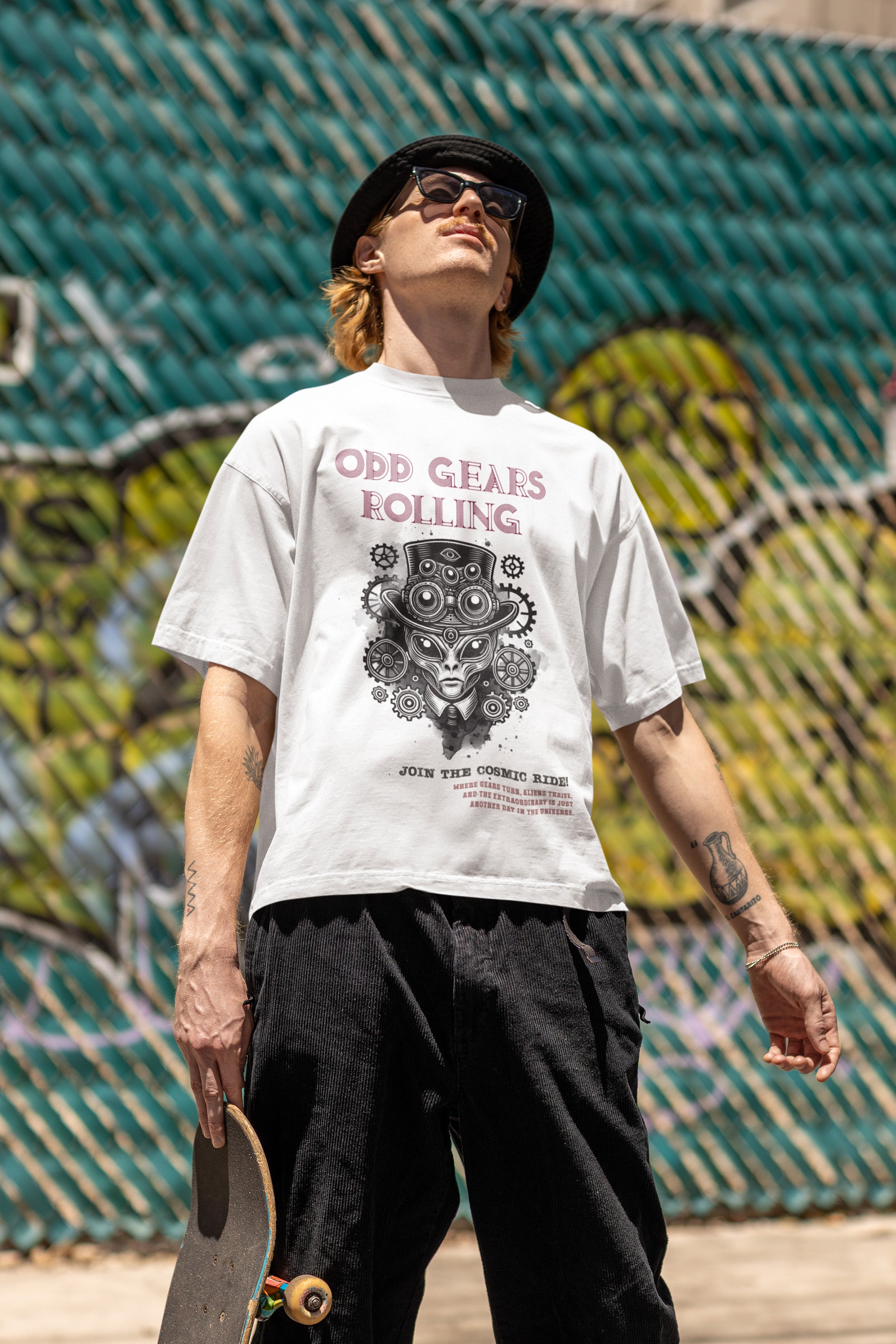 Odd Gears Rolling Oversized T-Shirt | The OddBall Wagon