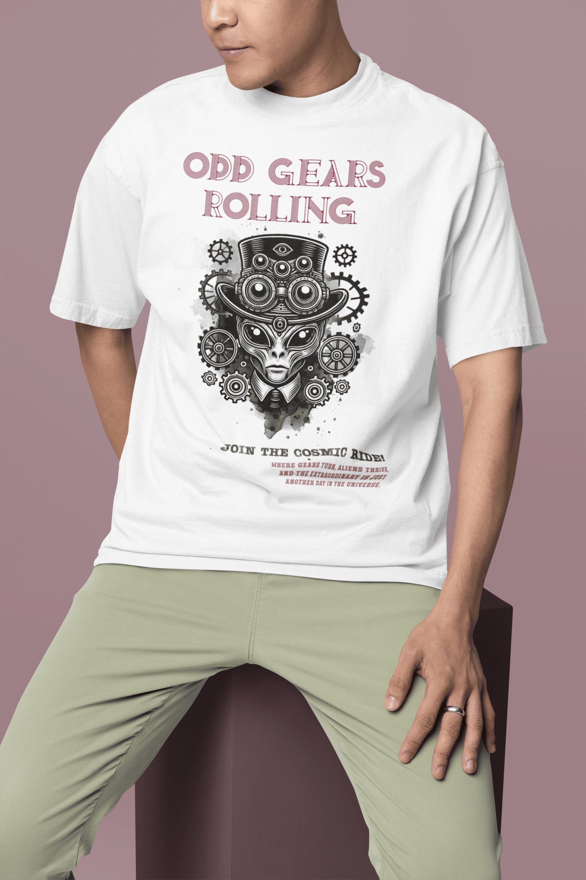 Odd Gears Rolling Oversized T-Shirt | The OddBall Wagon image 3