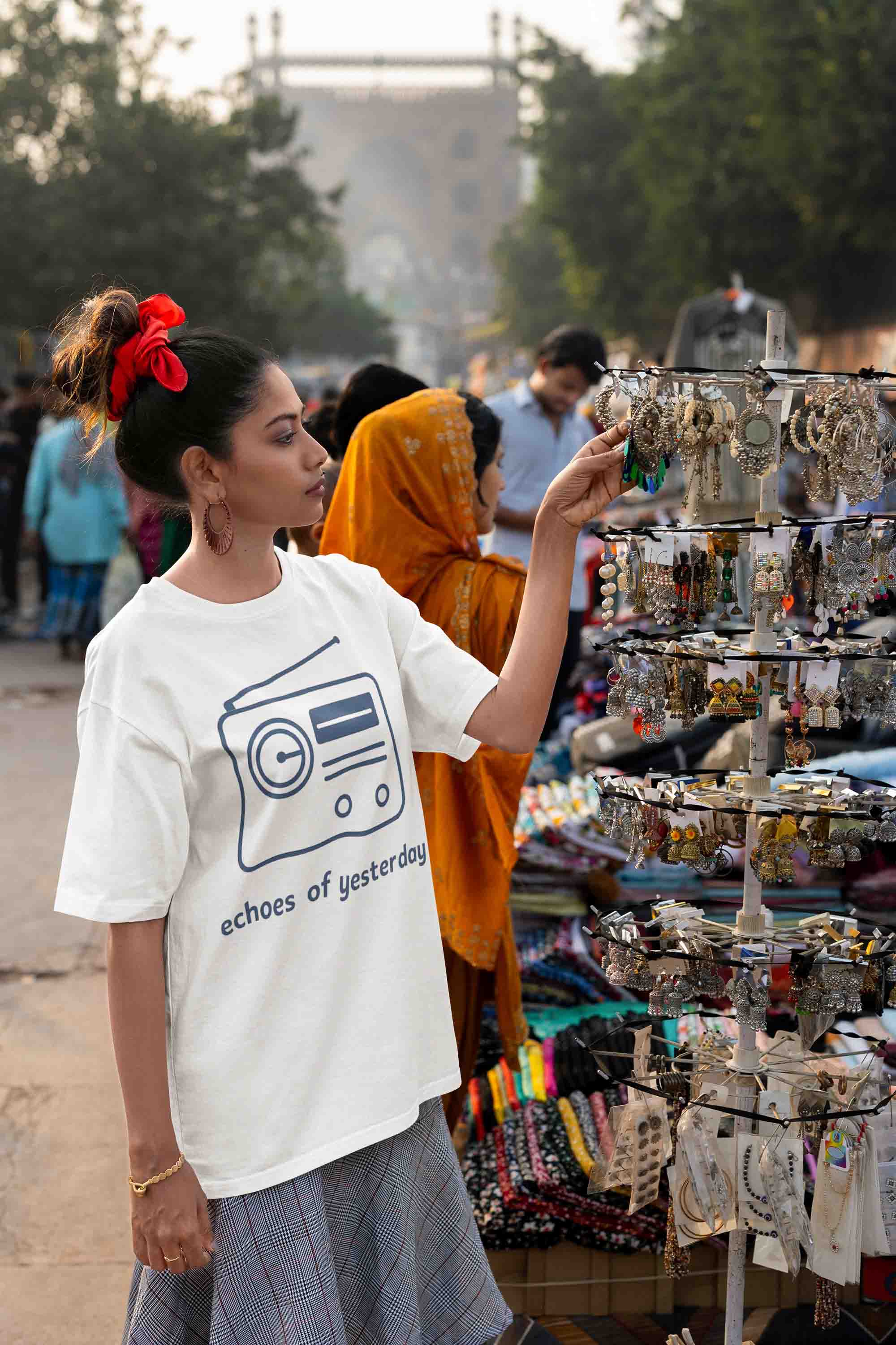 Echoes of Yesterday - Women White Oversized Tee image 2