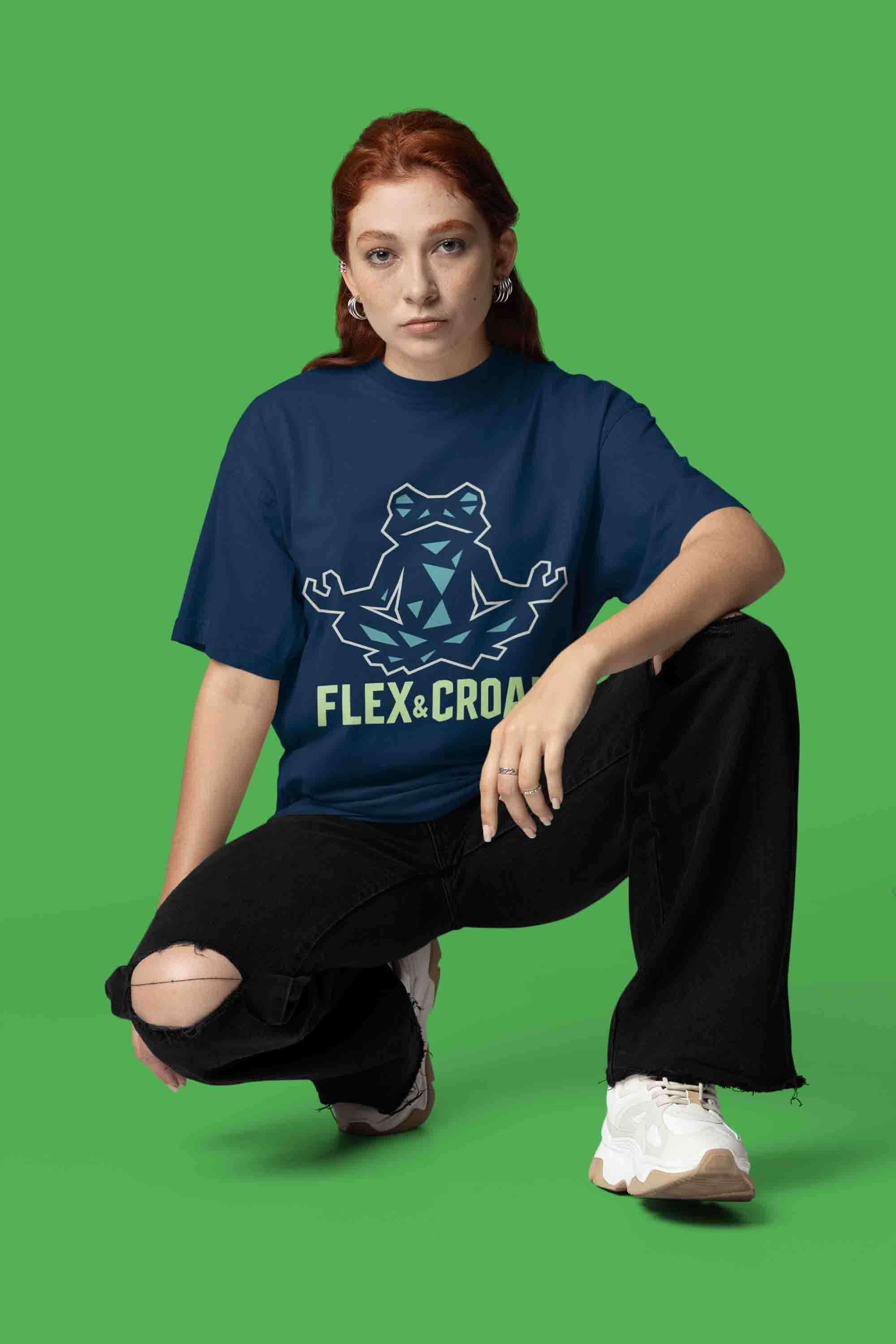 Flex & Croak - Women (Navy Blue) Oversized Tee image 4