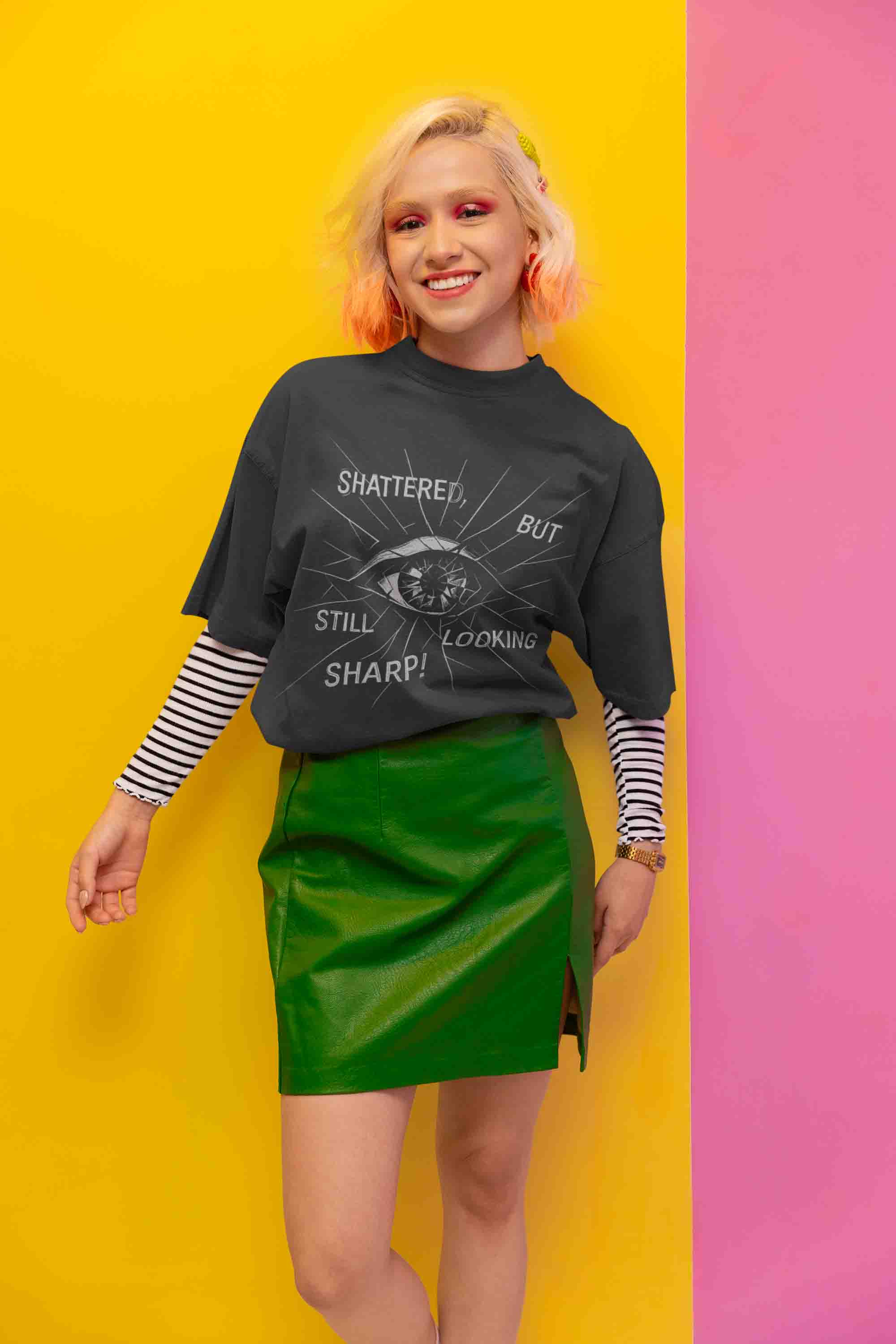 Shattered Eye Women Oversized Graphic Tee image 4