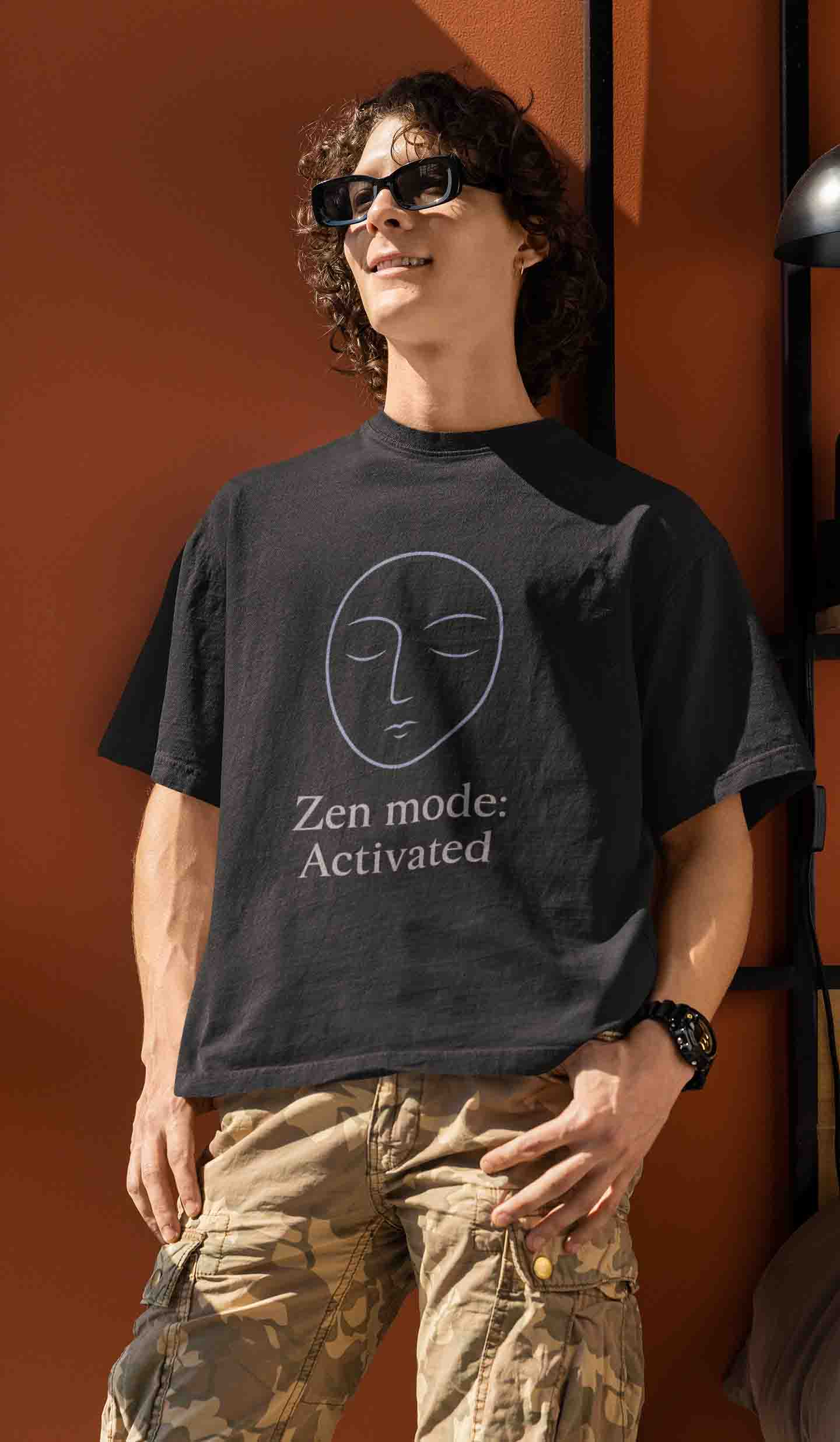 Zen Mode: Activated (Black) - Men Oversized Tee image 2