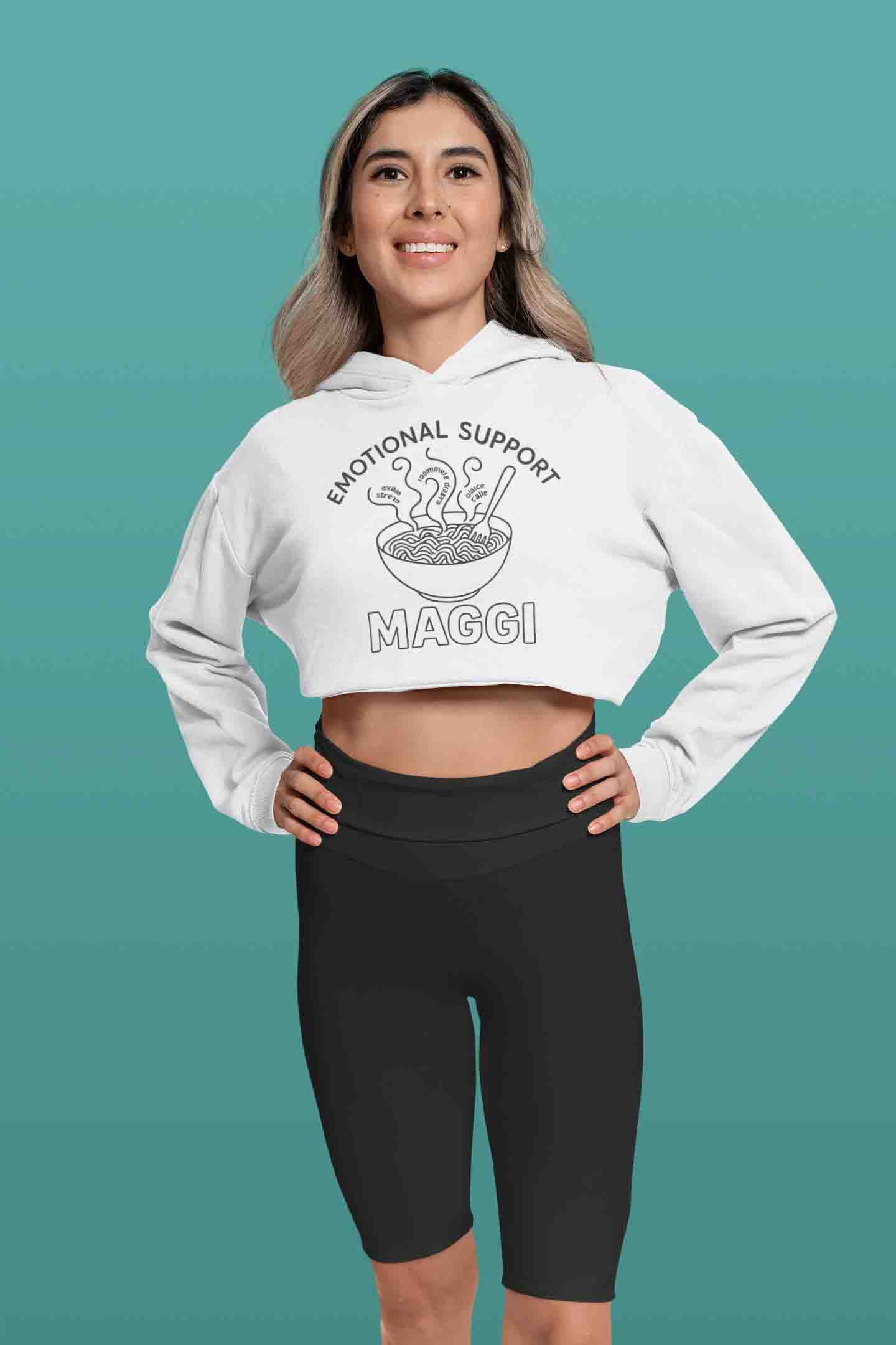 White Women’s Crop Hoodie Emotional Support