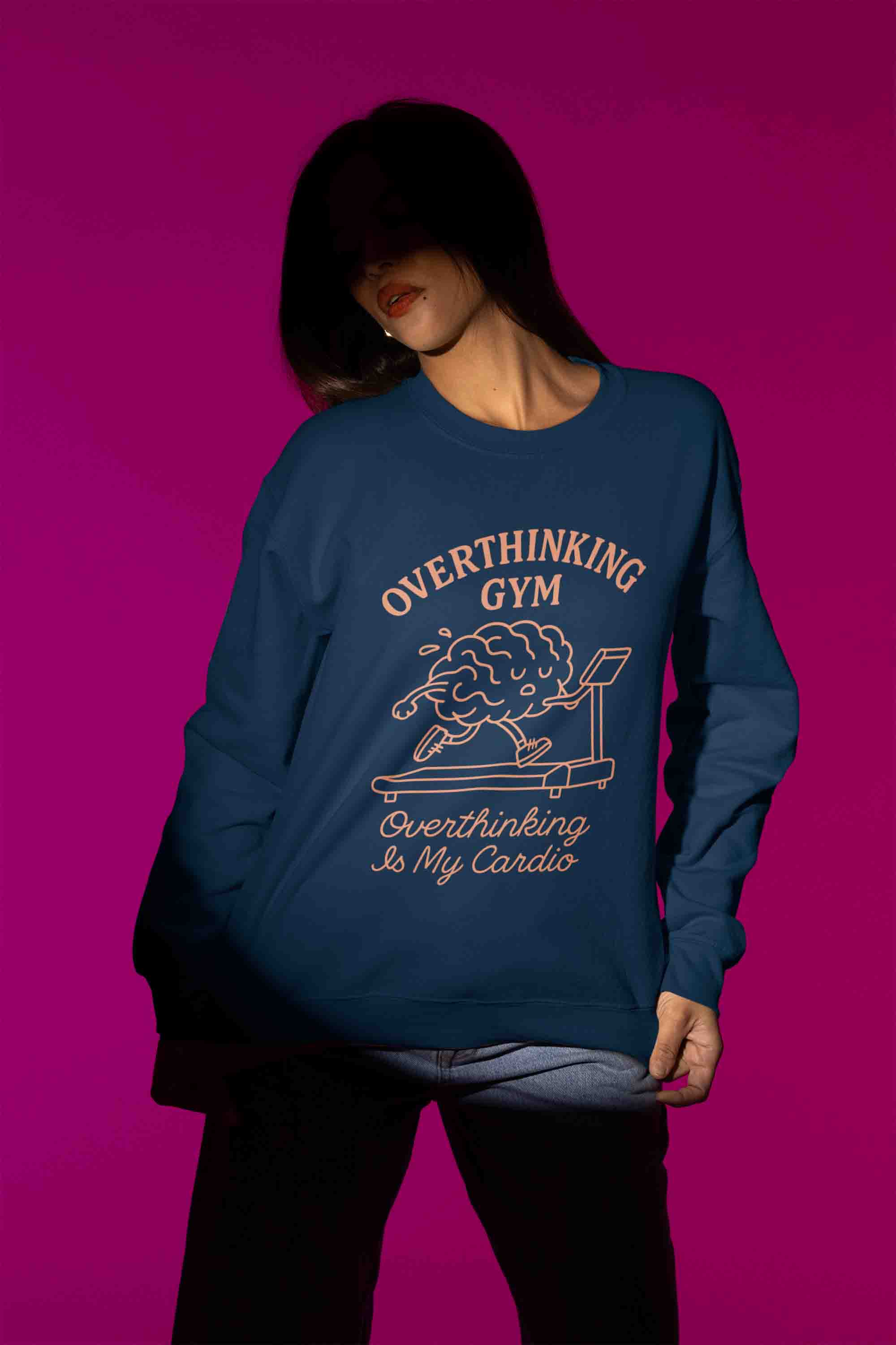 Women’s Navy Blue Overthinking Gym Sweatshirt