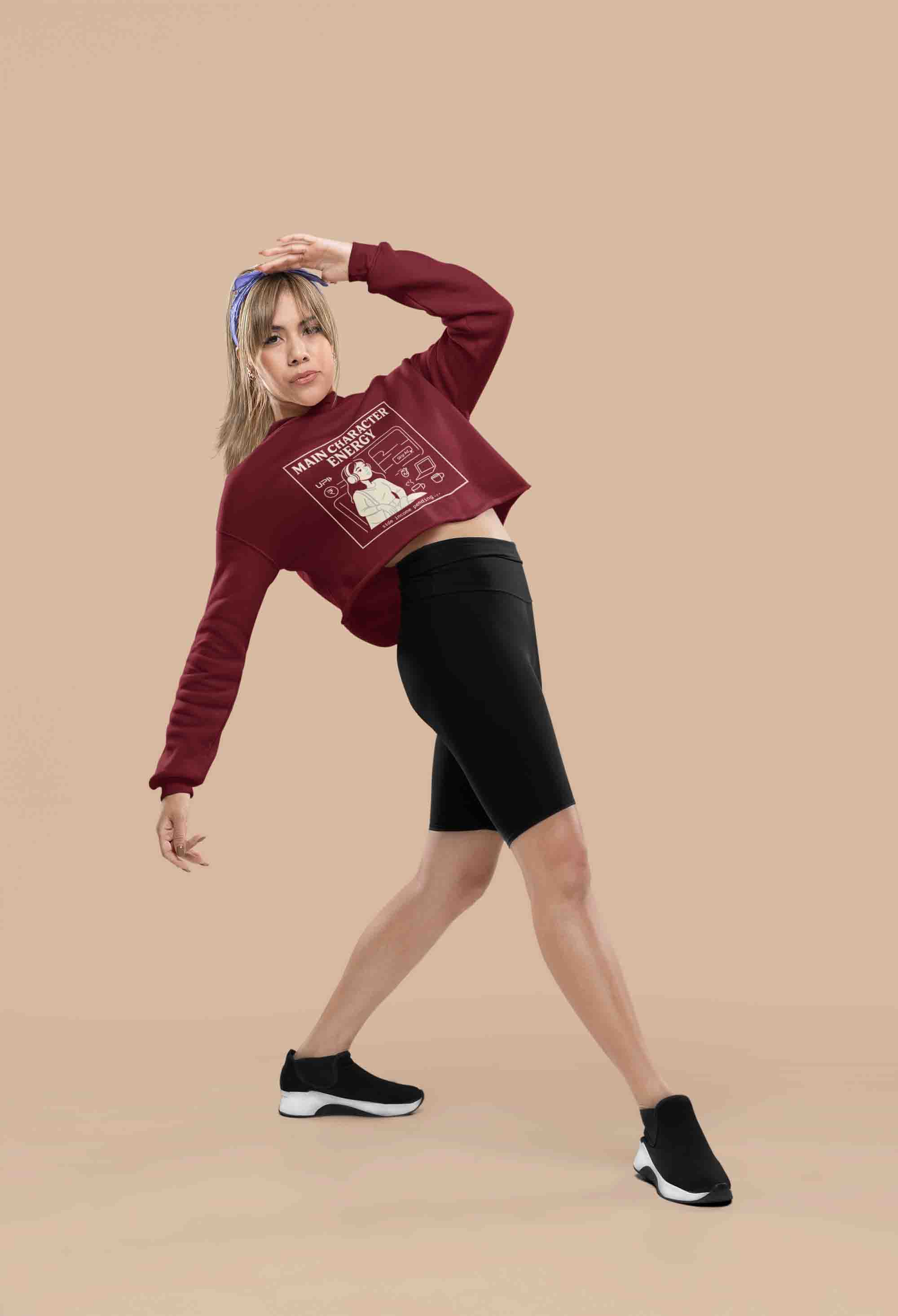 Maroon Women’s Crop Hoodie – Main Character