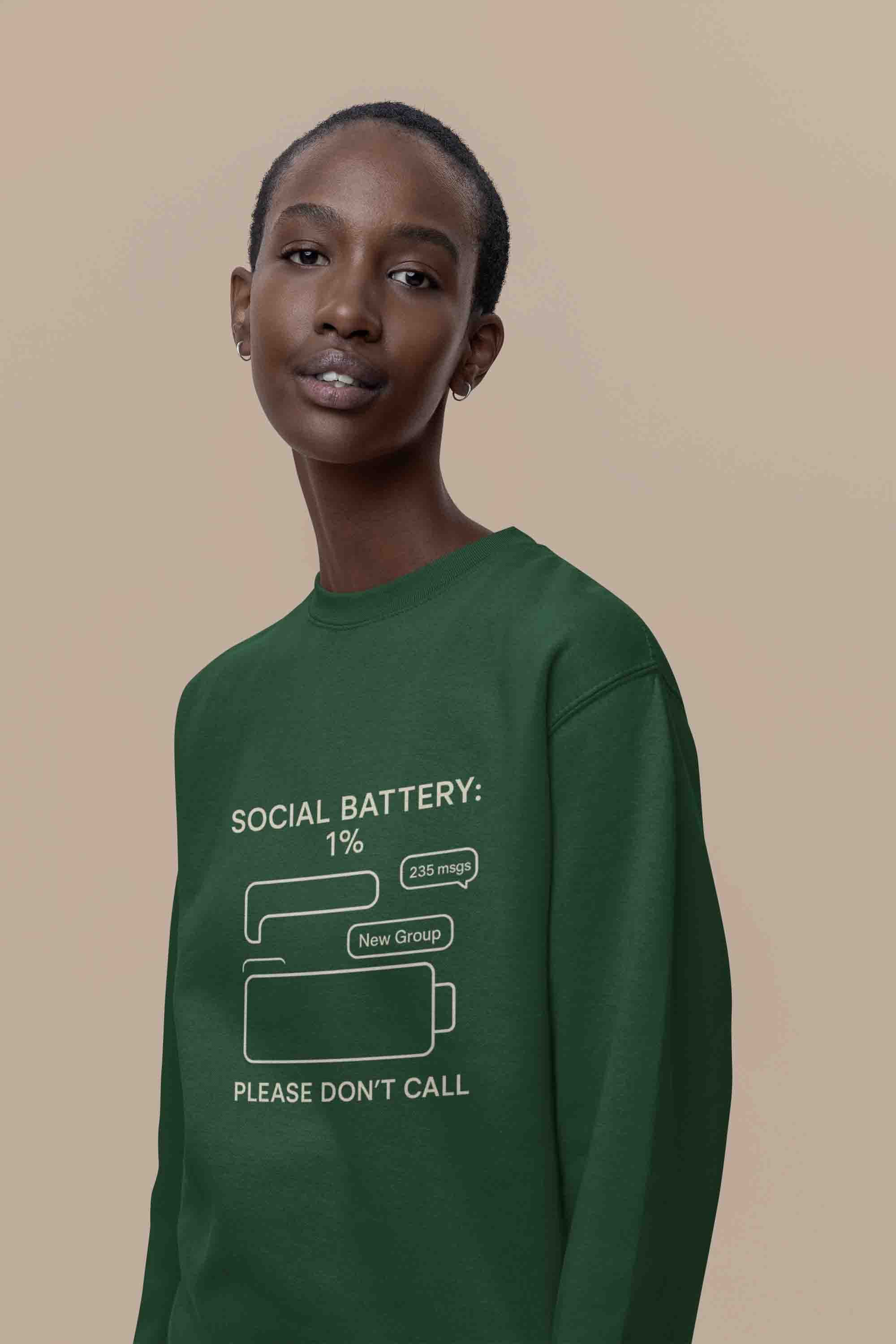 Women’s Bottle Green Social Battery Sweatshirt