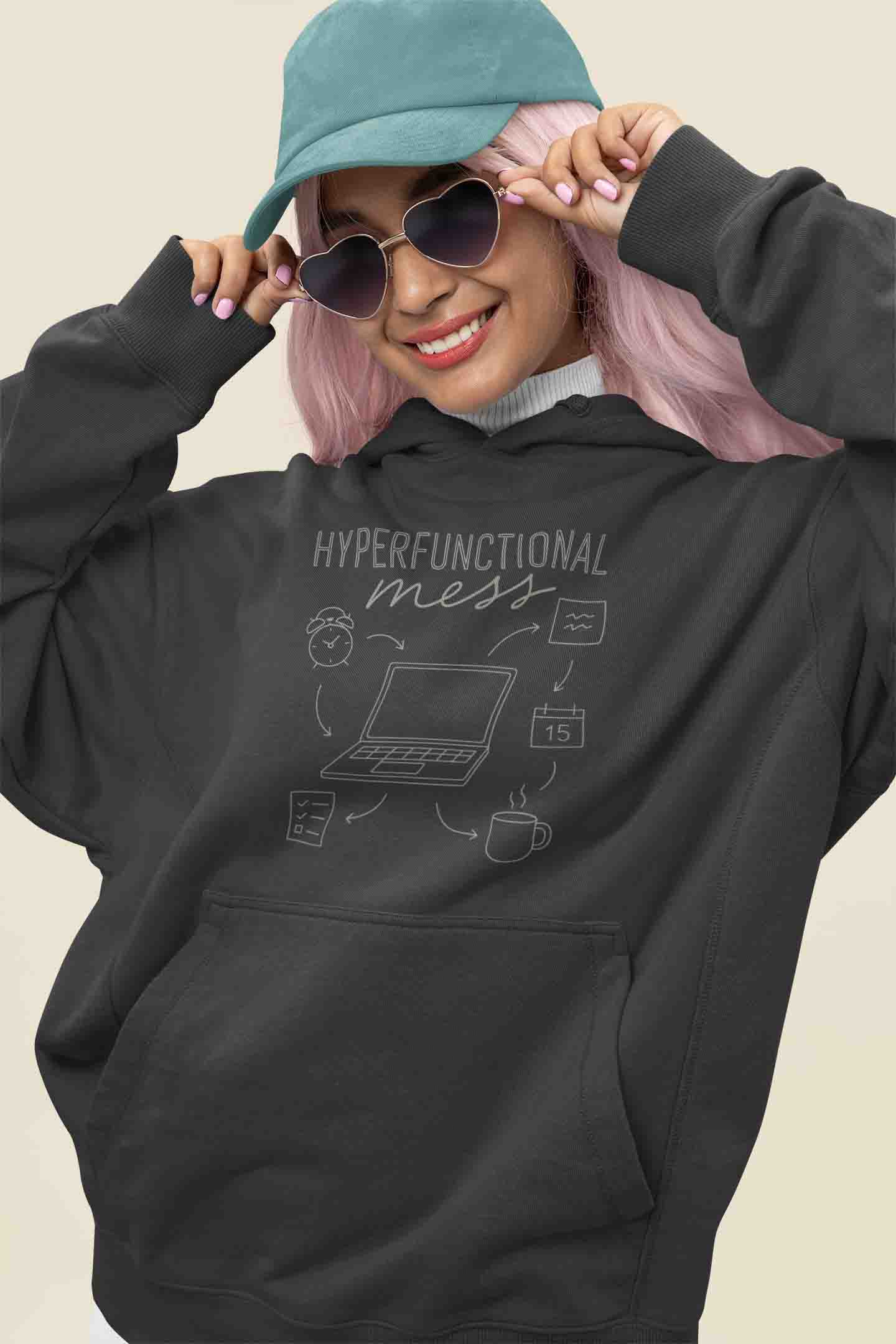 Women’s Black Hyperfunctional Mess Oversized Hoodie