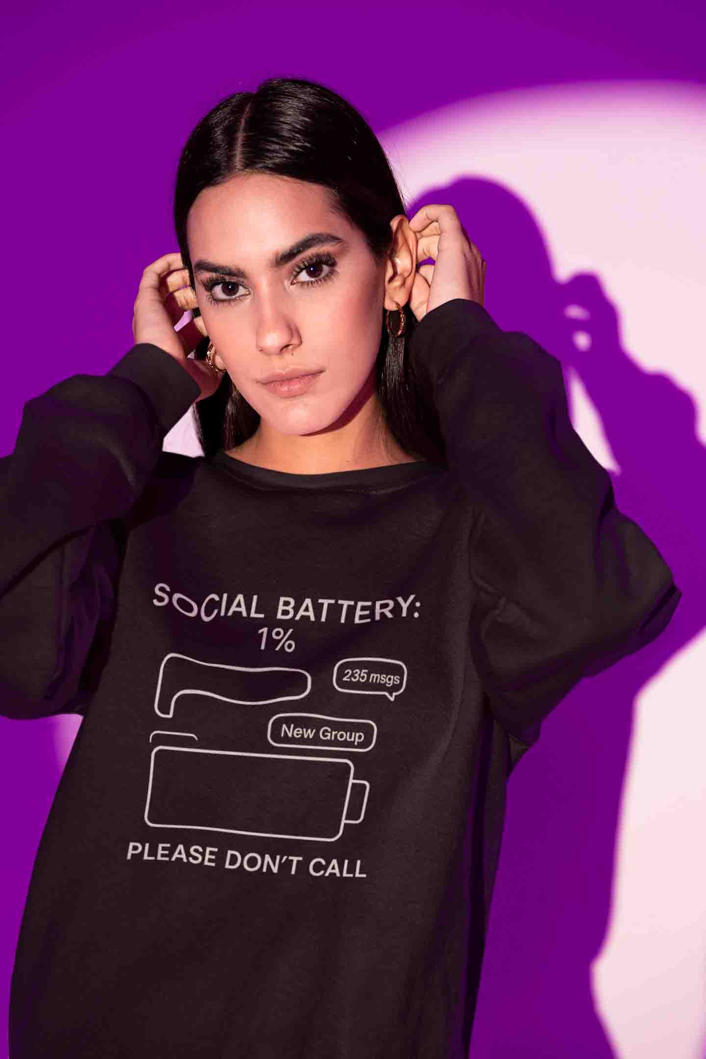 Women’s Black Social Battery Sweatshirt