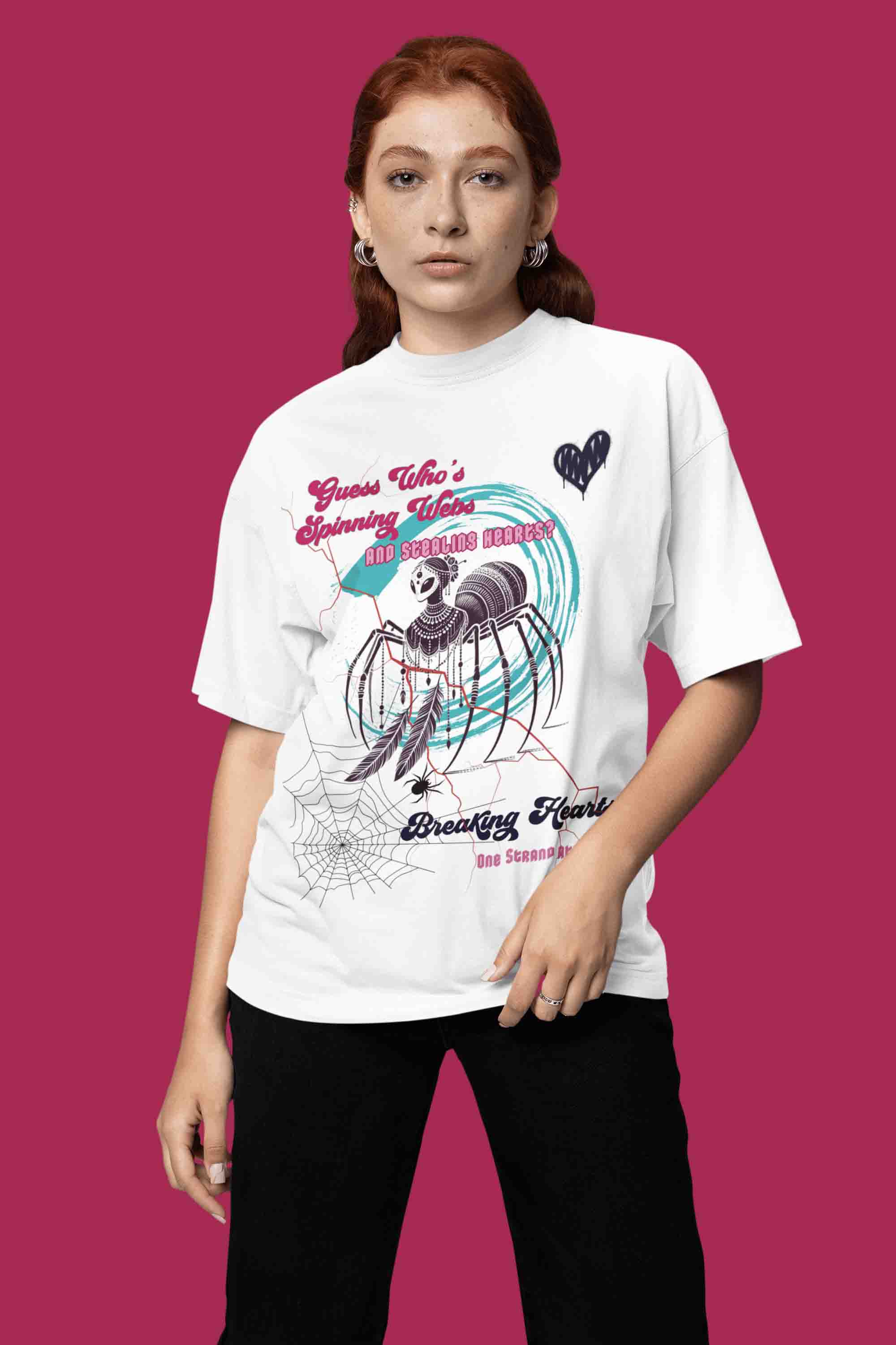 Guess Who's Spinning Webs Oversized T-Shirt | The OddBall Wagon image 2