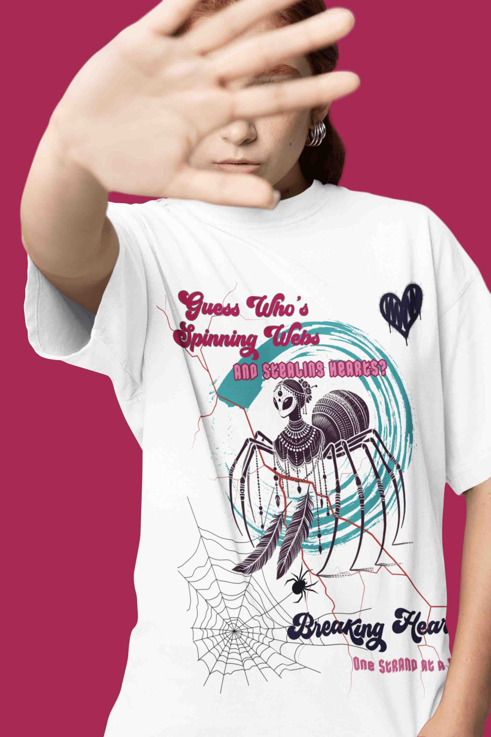 Guess Who's Spinning Webs Oversized T-Shirt | The OddBall Wagon image 4
