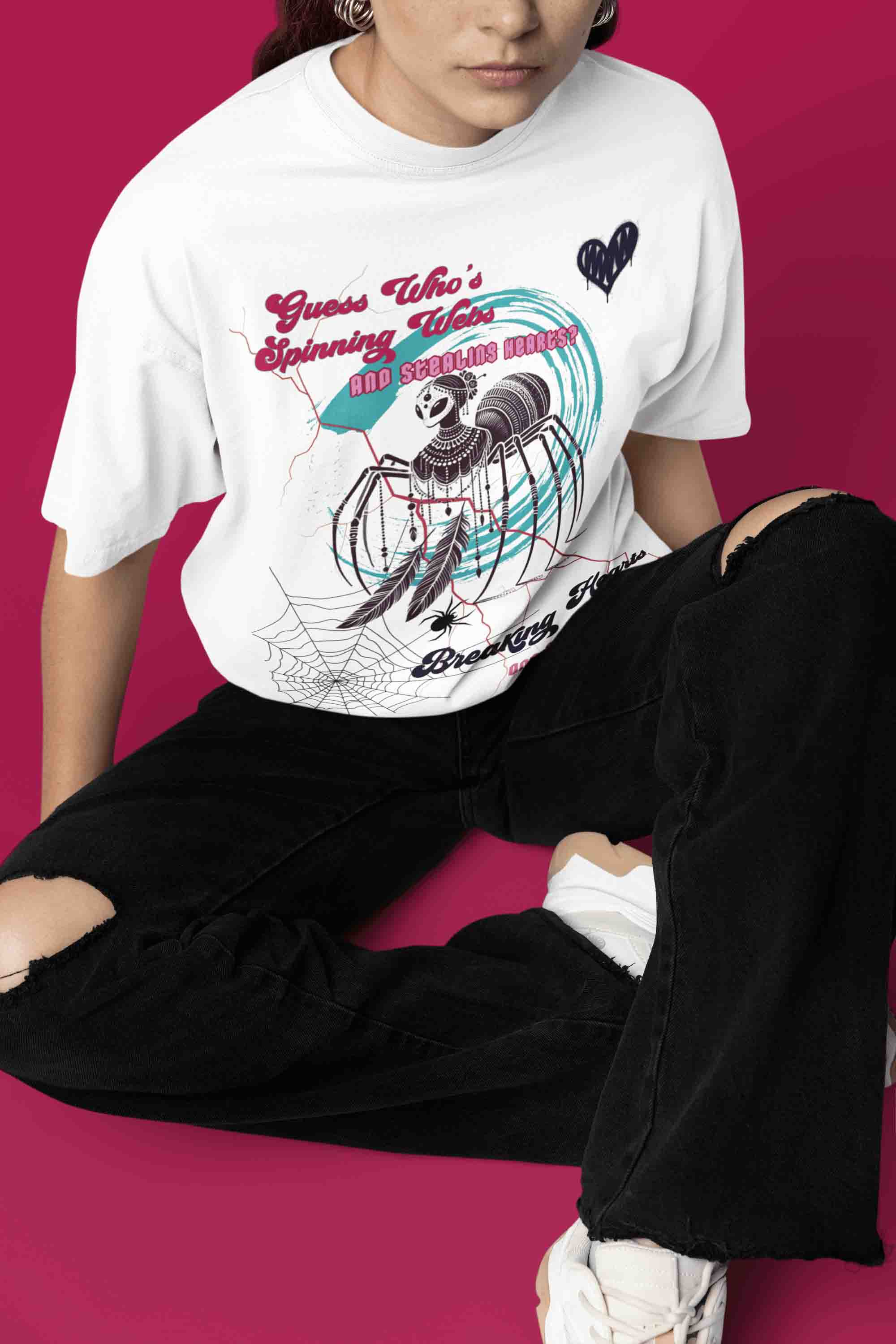 Guess Who's Spinning Webs Oversized T-Shirt | The OddBall Wagon image 5