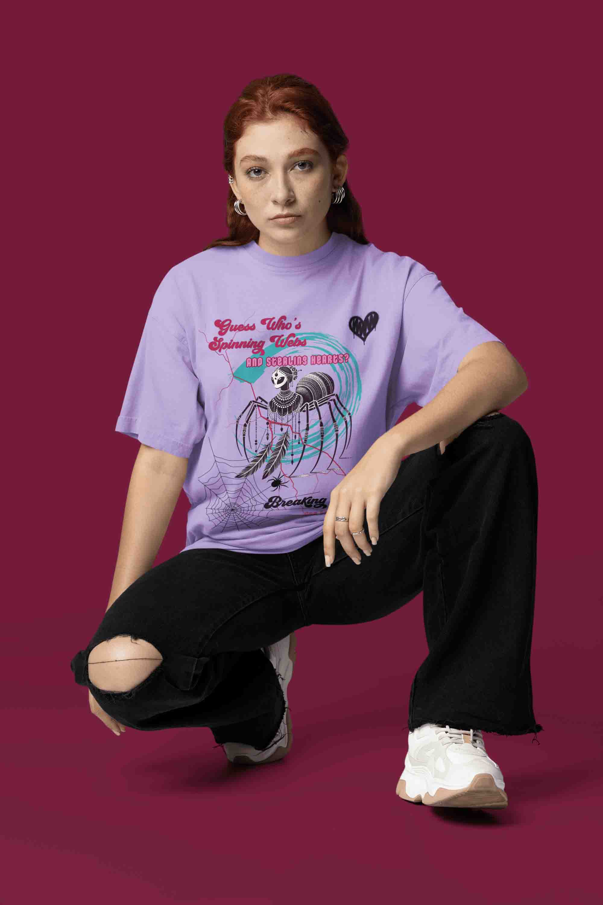 Guess Who's Spinning Webs Oversized T-Shirt | The OddBall Wagon image 4