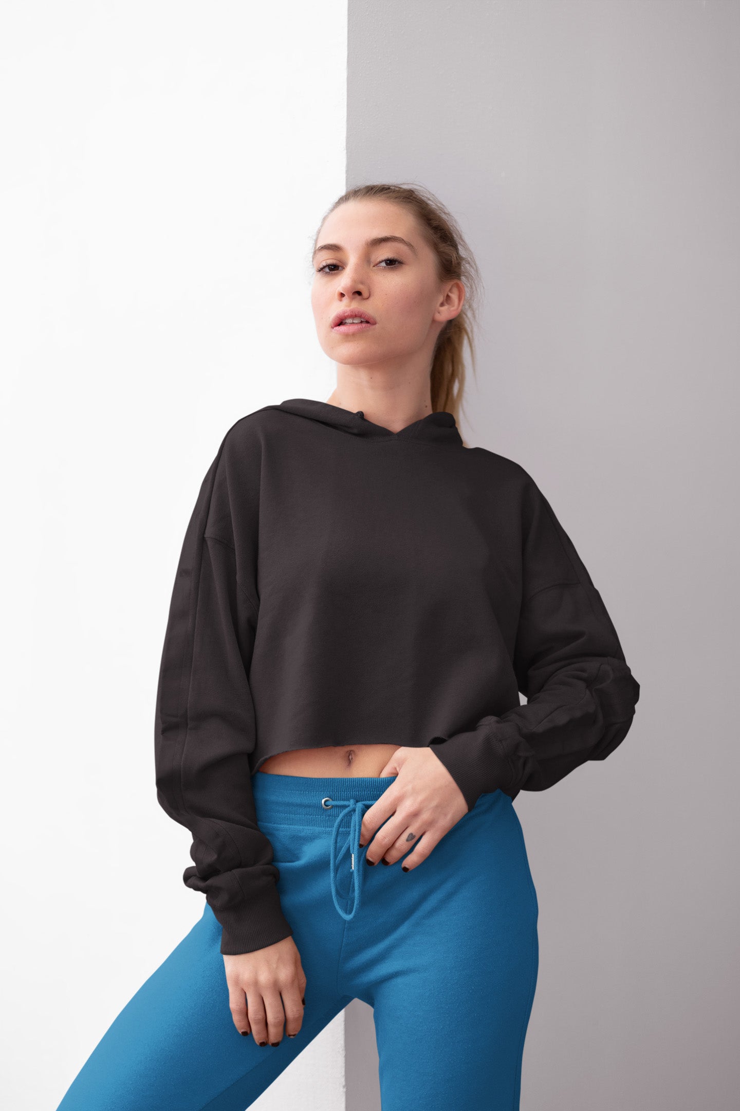 Stylish Black Crop Hoodie | The OddBall Wagon image 2