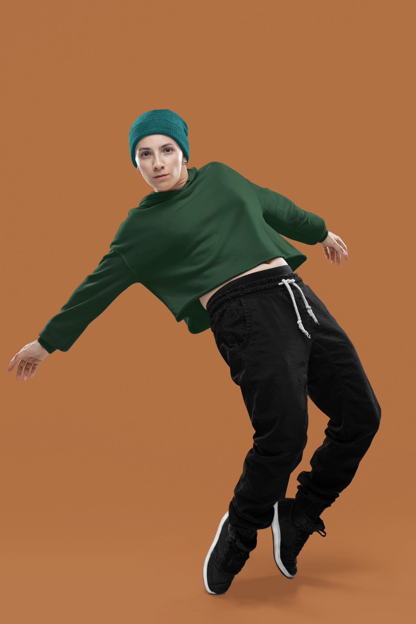 Stylish Olive Green Crop Hoodie | The OddBall Wagon