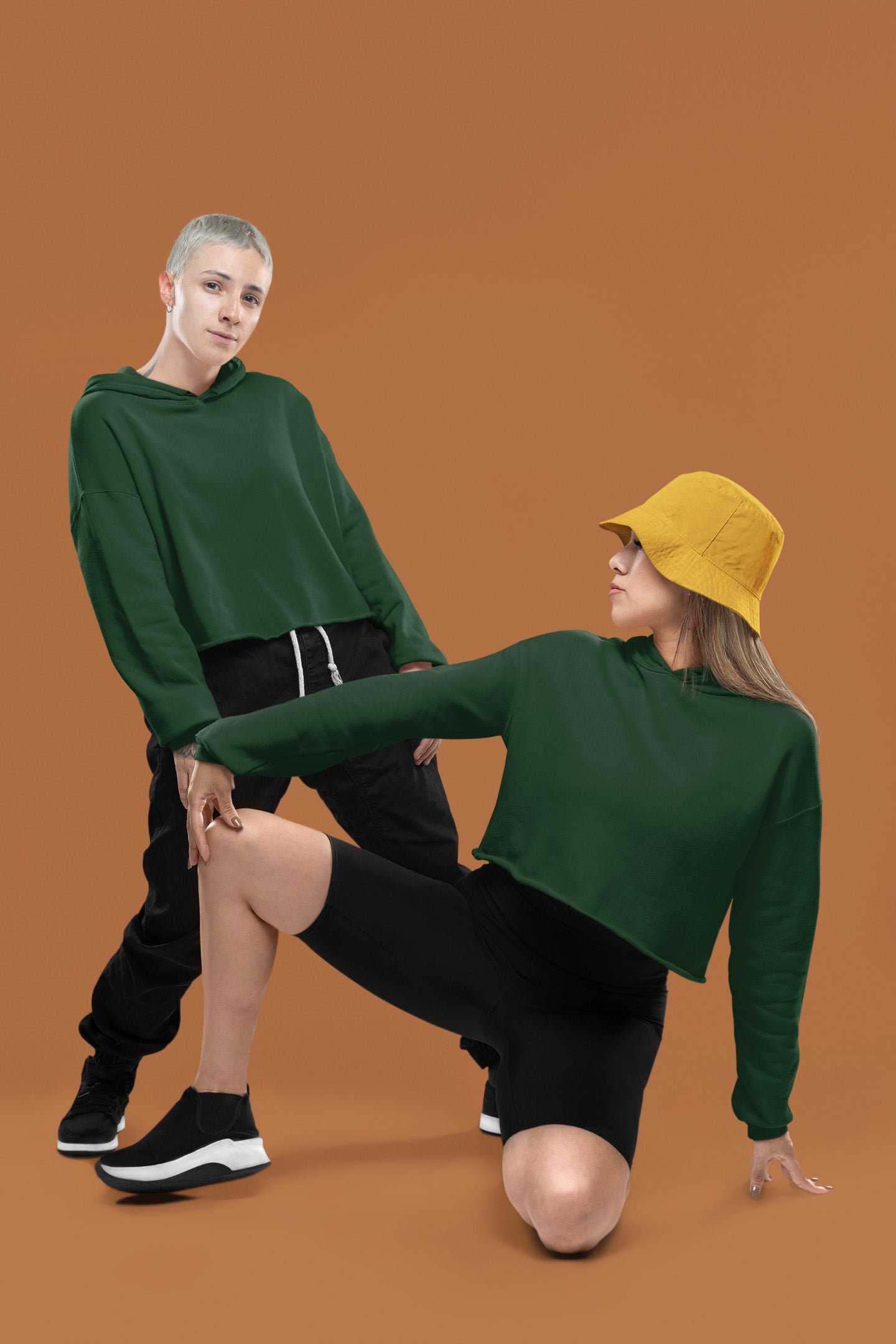 Stylish Olive Green Crop Hoodie | The OddBall Wagon image 3