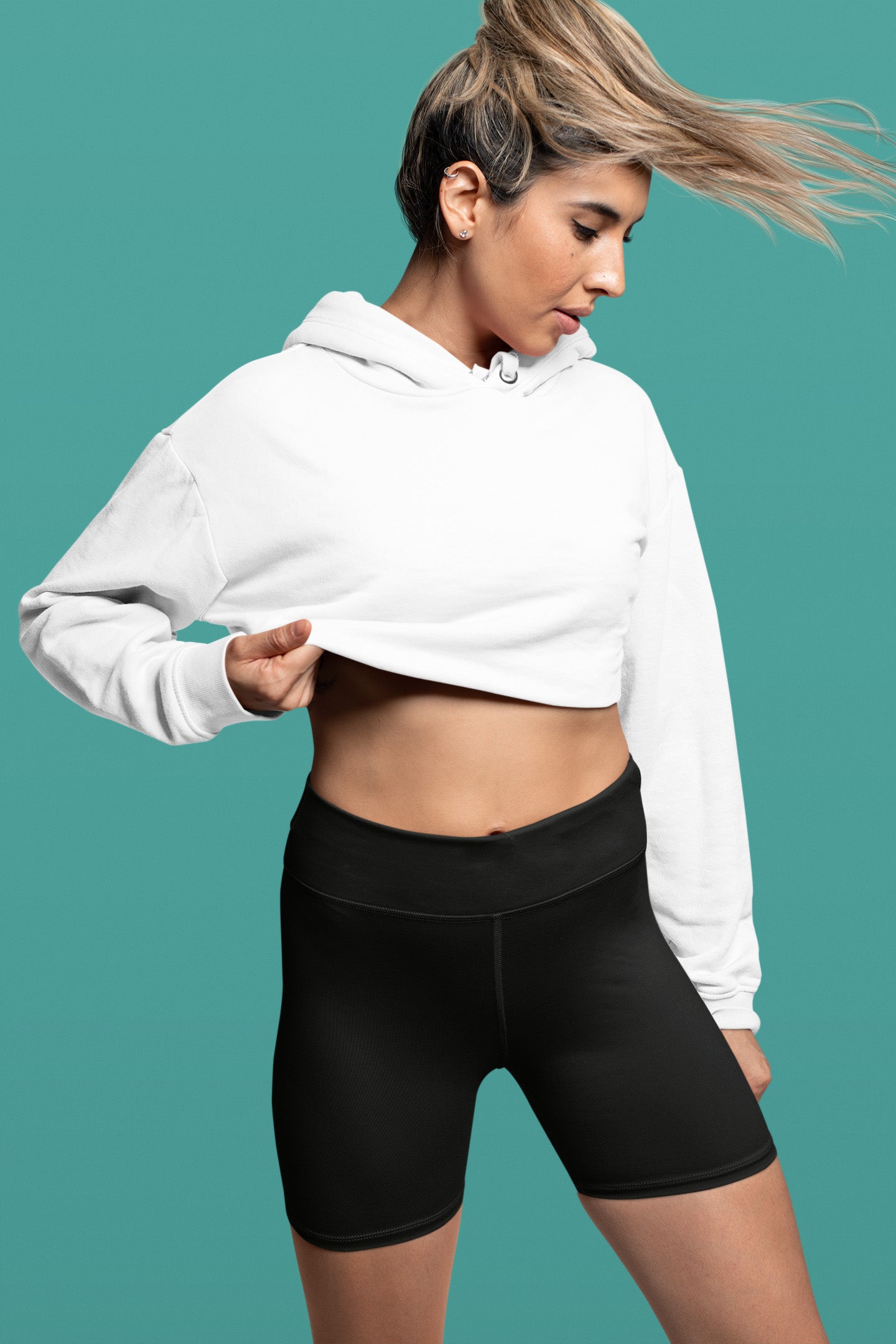 Stylish Olive White Crop Hoodie | The OddBall Wagon image 3