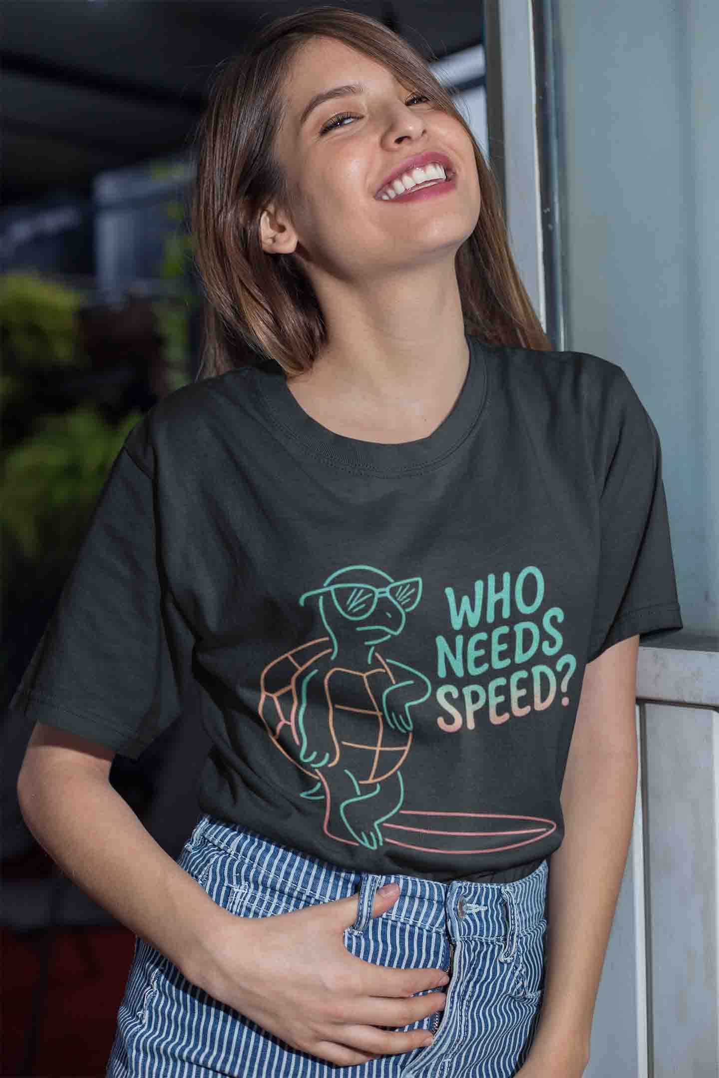 Who Needs Speed? Women Oversized Tee (Black) image 4