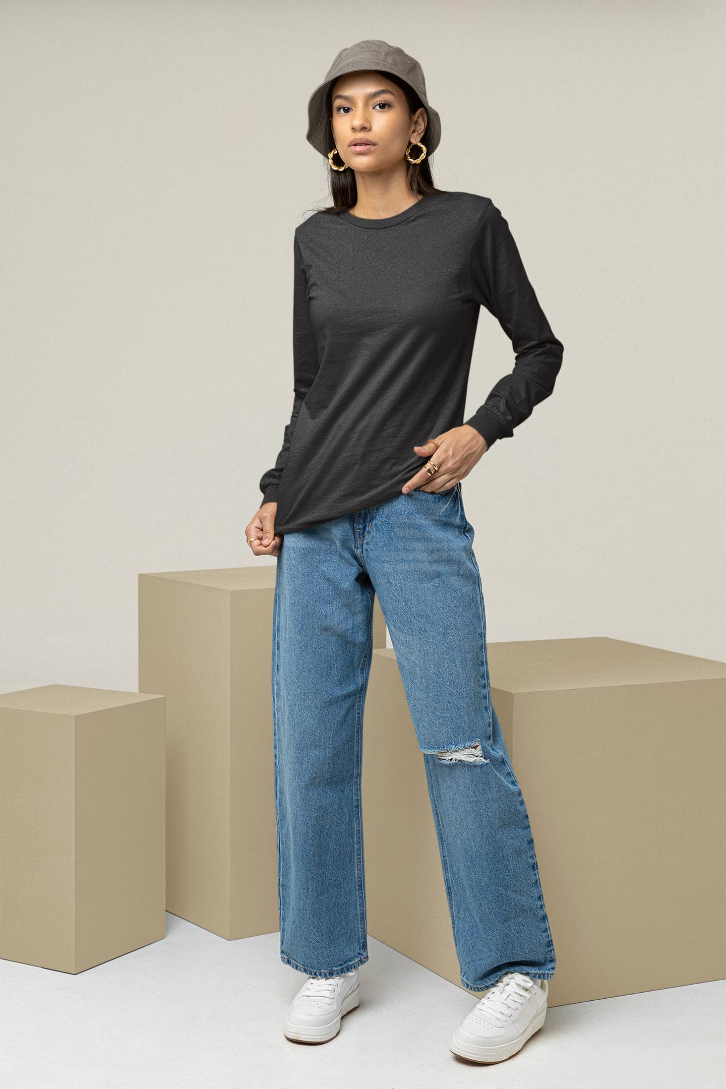 Women's Classic Black Long Sleeve | The OddBall Wagon image 2