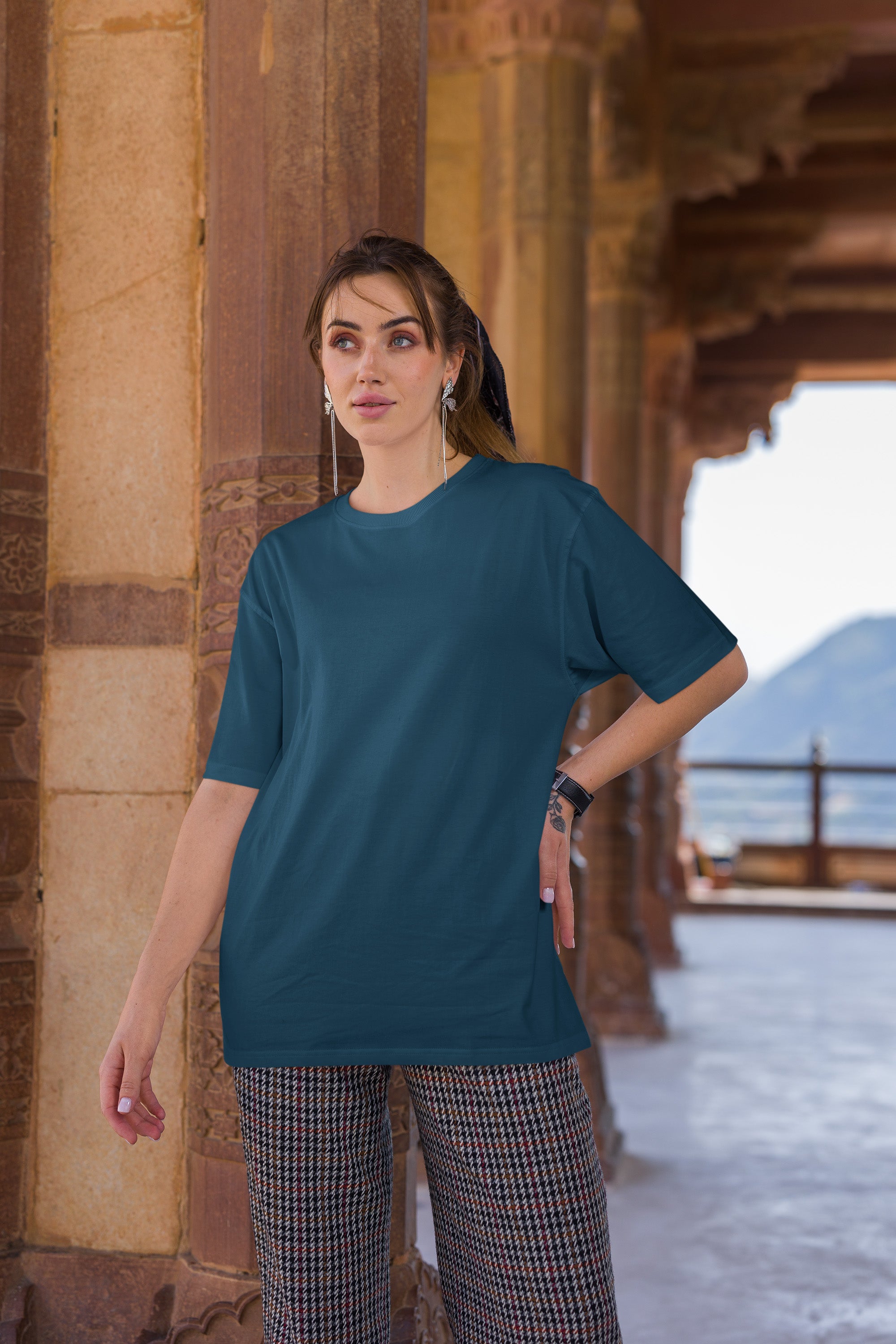 Women’s Oversized T-Shirt – Navy Blue image 2