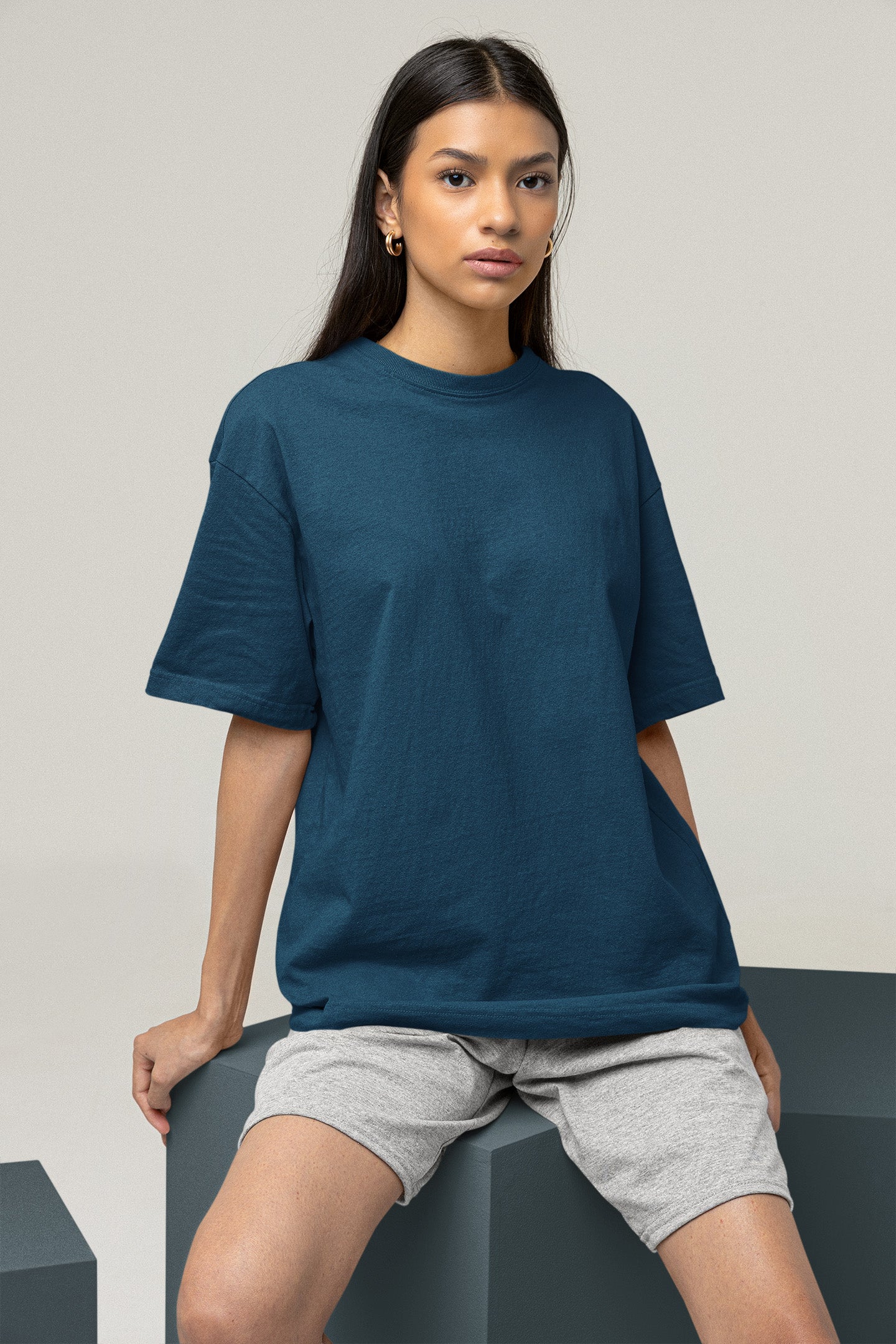 Women’s Oversized T-Shirt – Navy Blue image 3