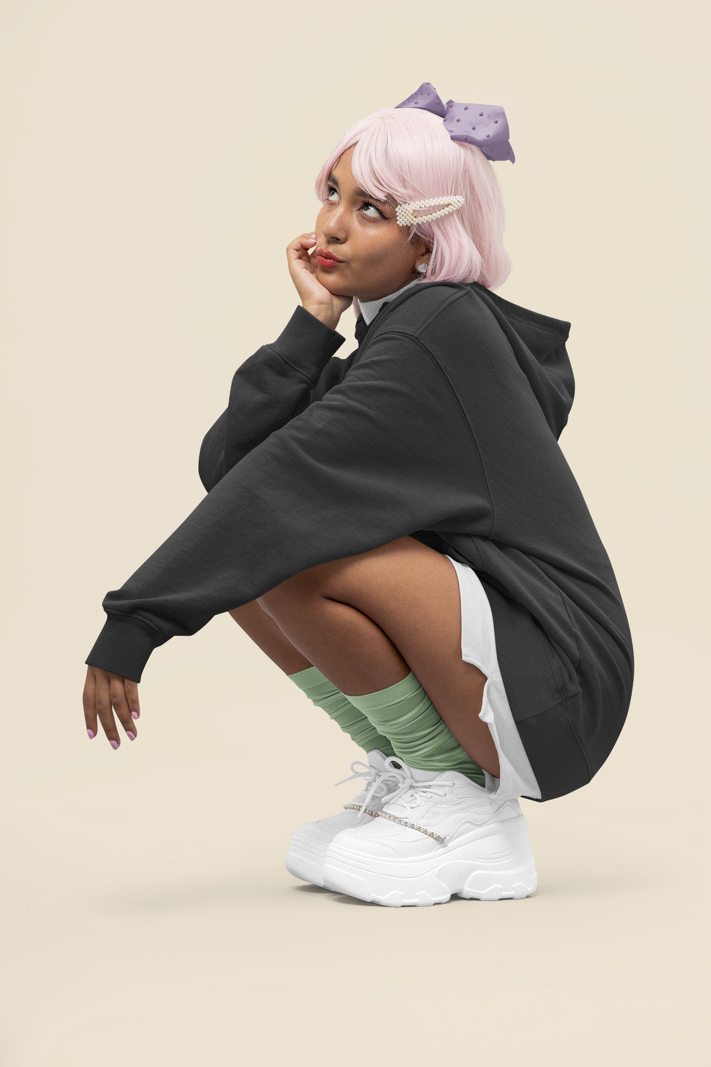 Women's Oversized Black Hoodie | The OddBall Wagon image 3