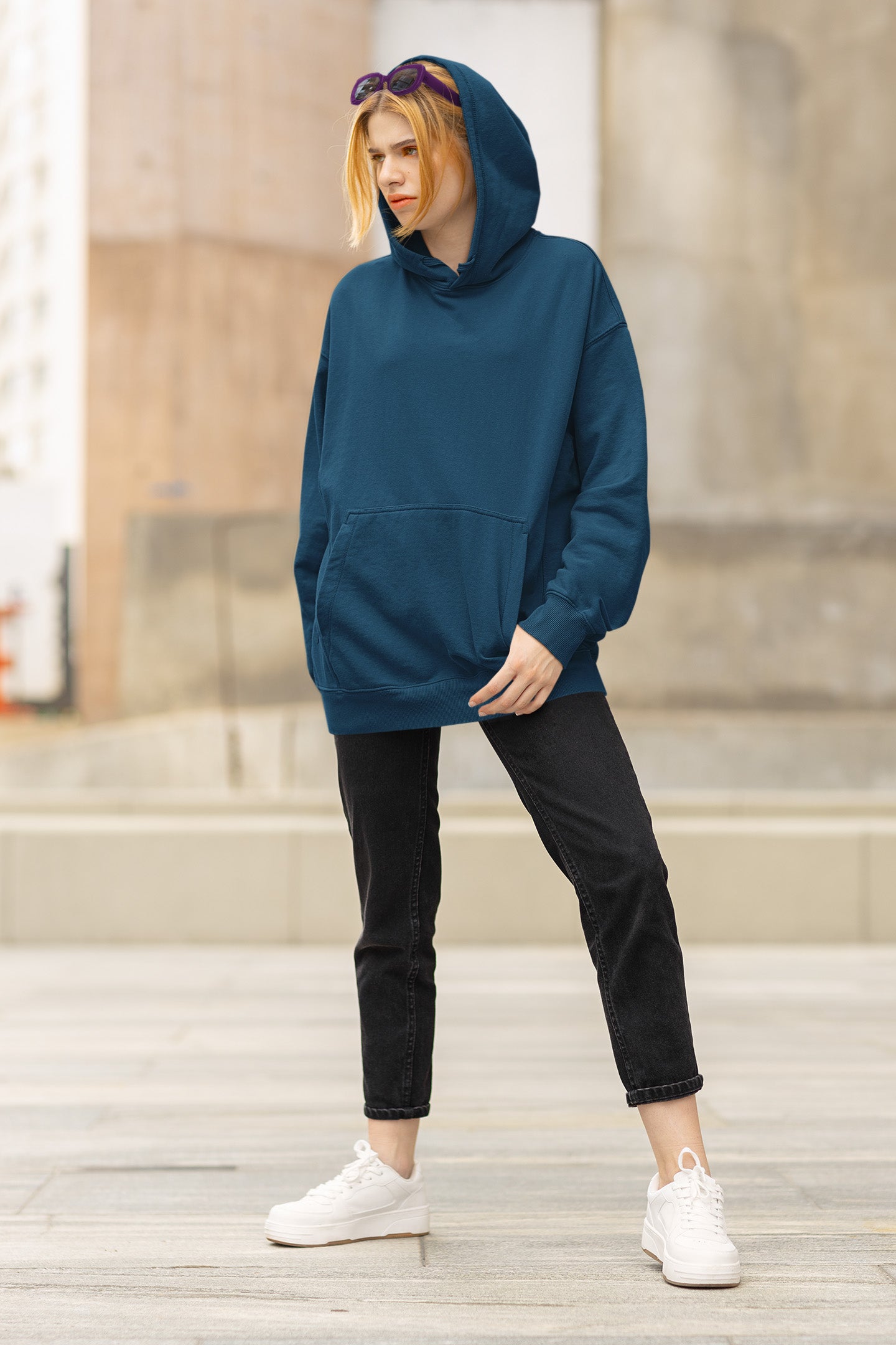 Women's Oversized Navy Blue Hoodie | The OddBall Wagon image 3
