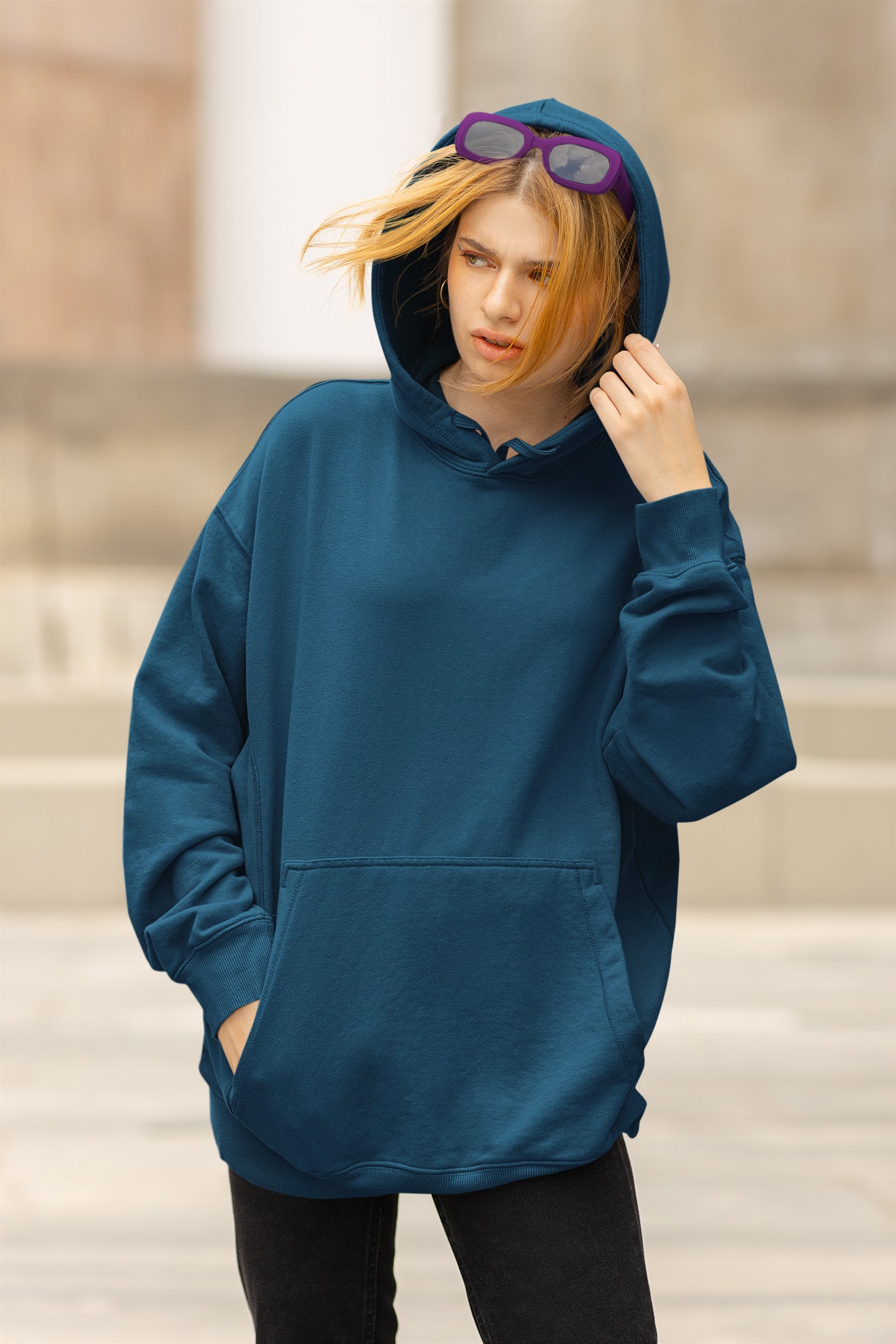 Women's Oversized Navy Blue Hoodie | The OddBall Wagon image 4
