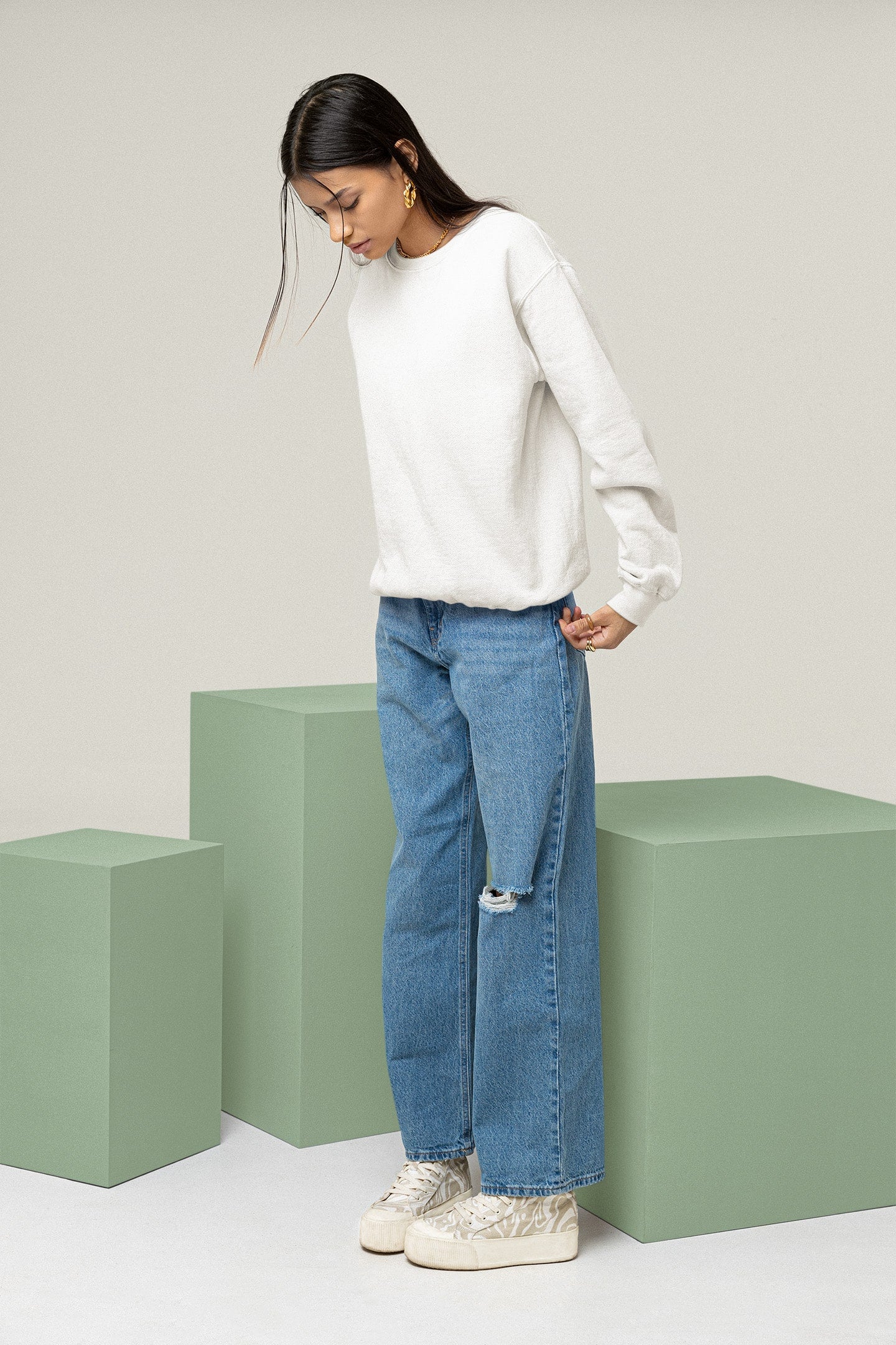 Women's White Sweatshirt | The OddBall Wagon image 3