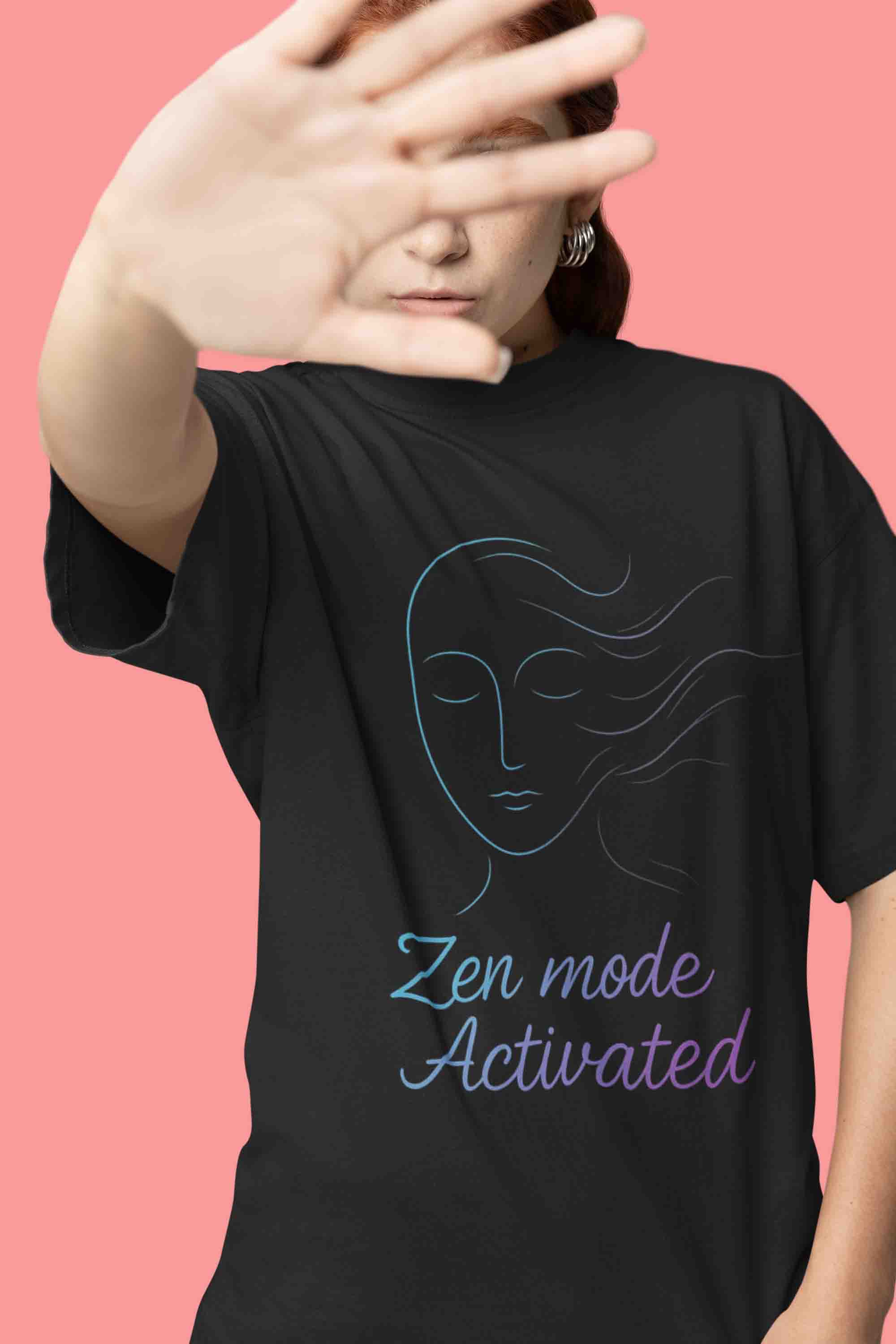 Zen Mode: Activated (Black) - Women Oversized Tee image 3