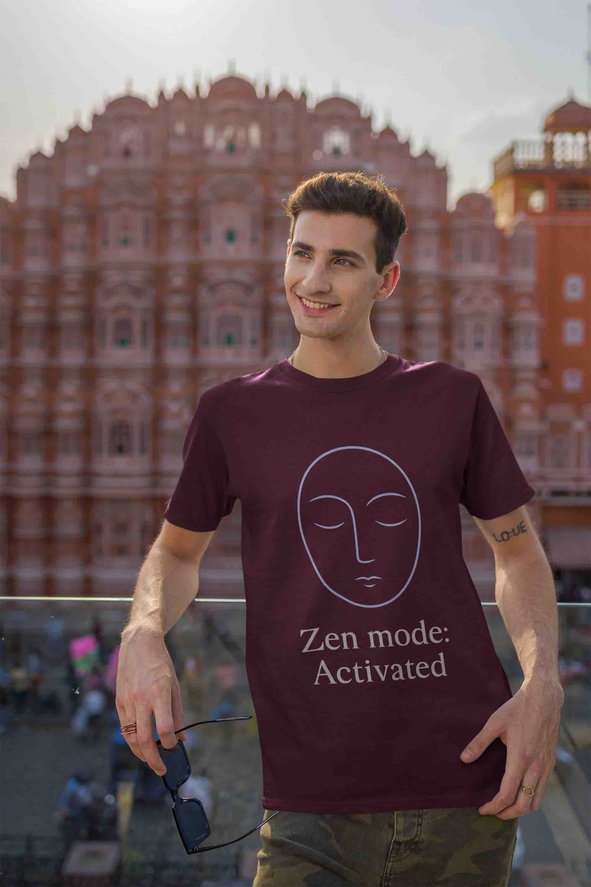 Zen Mode: Activated (Burgundy) - Men Oversized Tee image 4