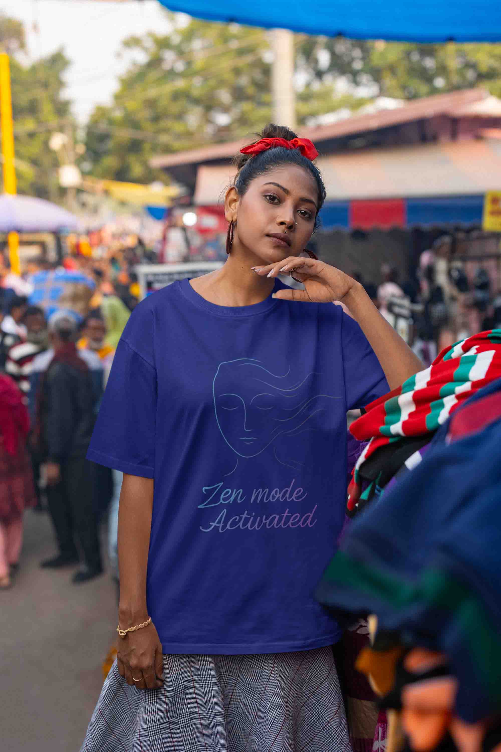 Zen Mode: Activated (Royal Blue) - Women Oversized Tee image 3