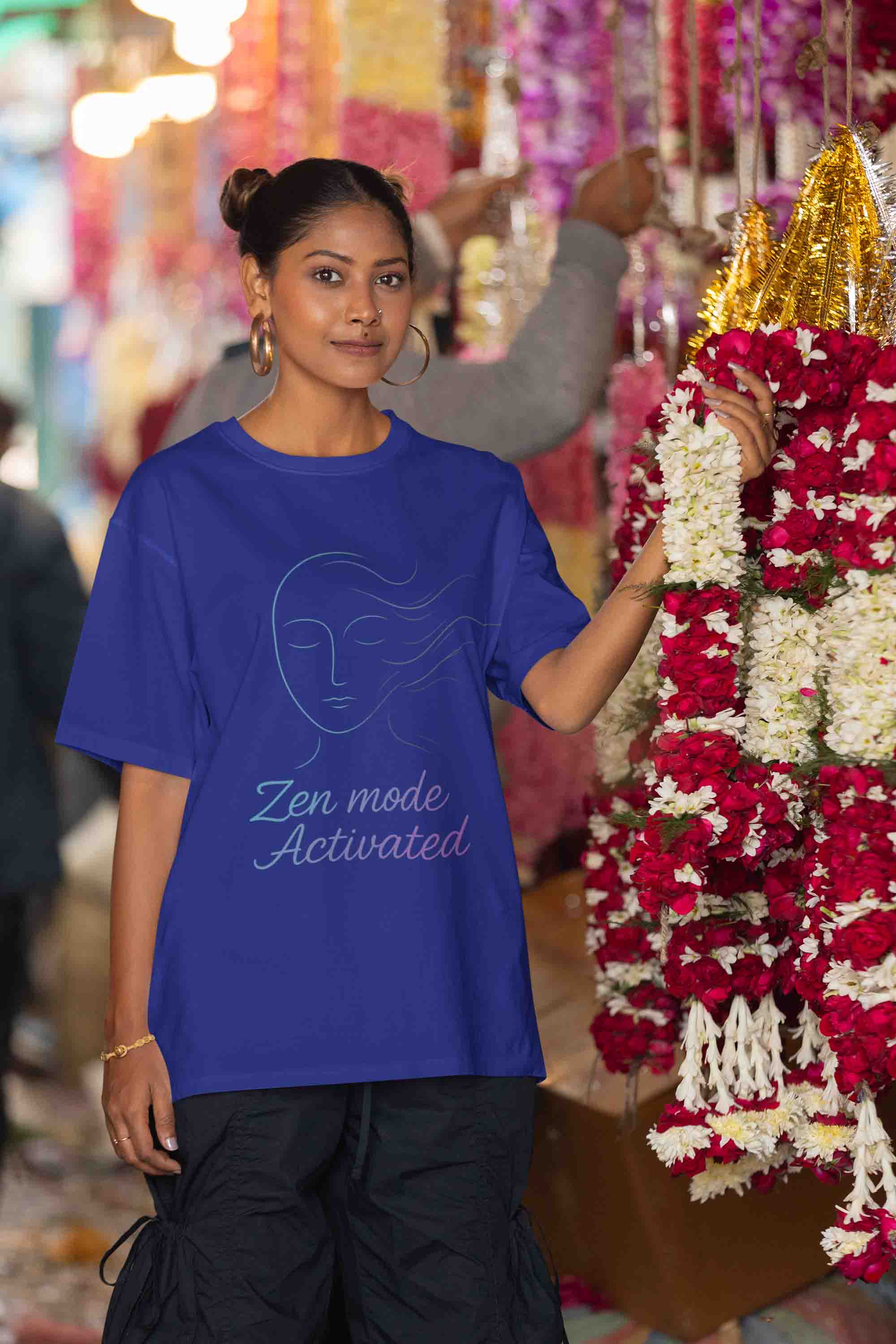 Zen Mode: Activated (Royal Blue) - Women Oversized Tee image 4