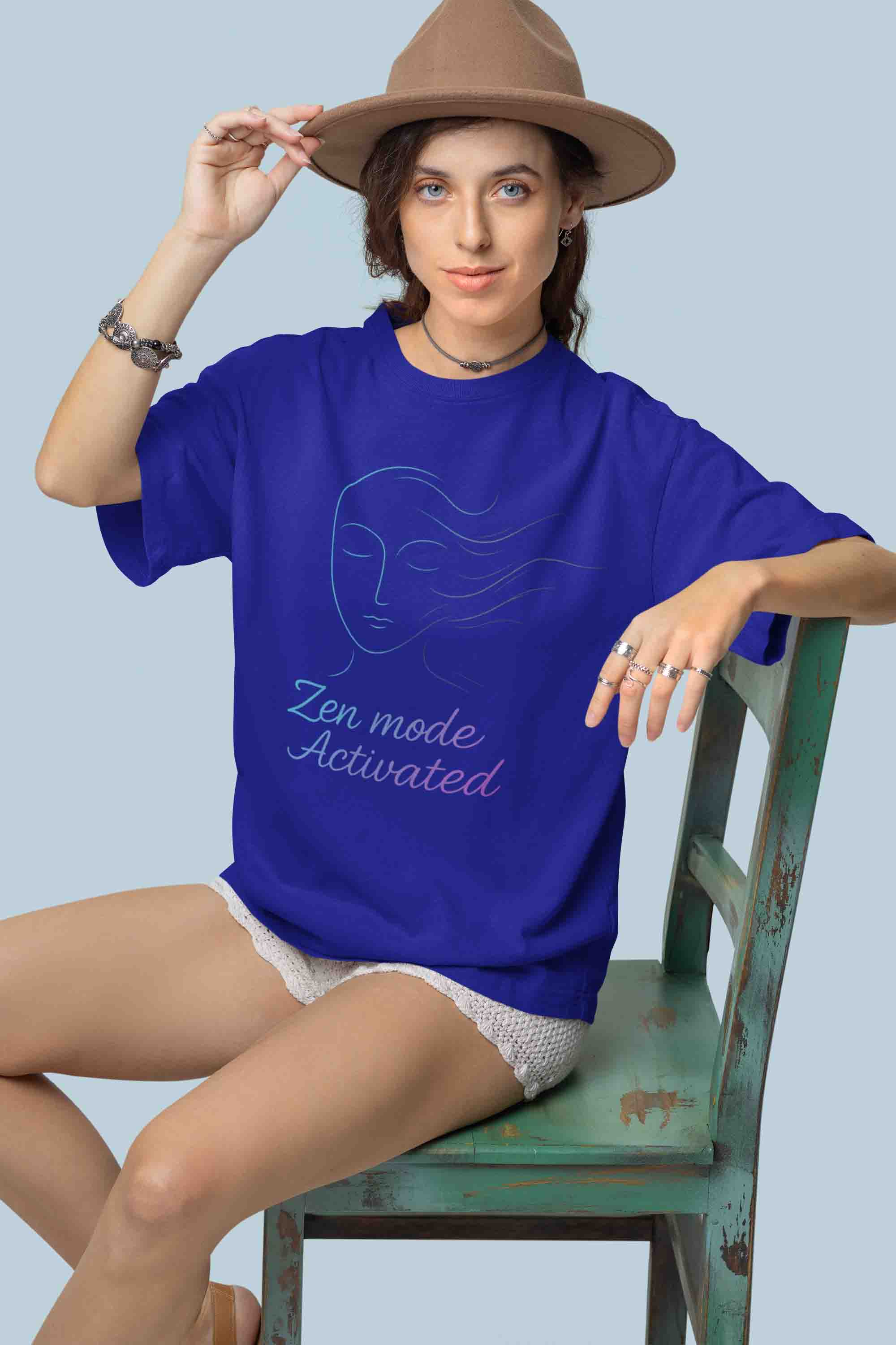 Zen Mode: Activated (Royal Blue) - Women Oversized Tee image 5